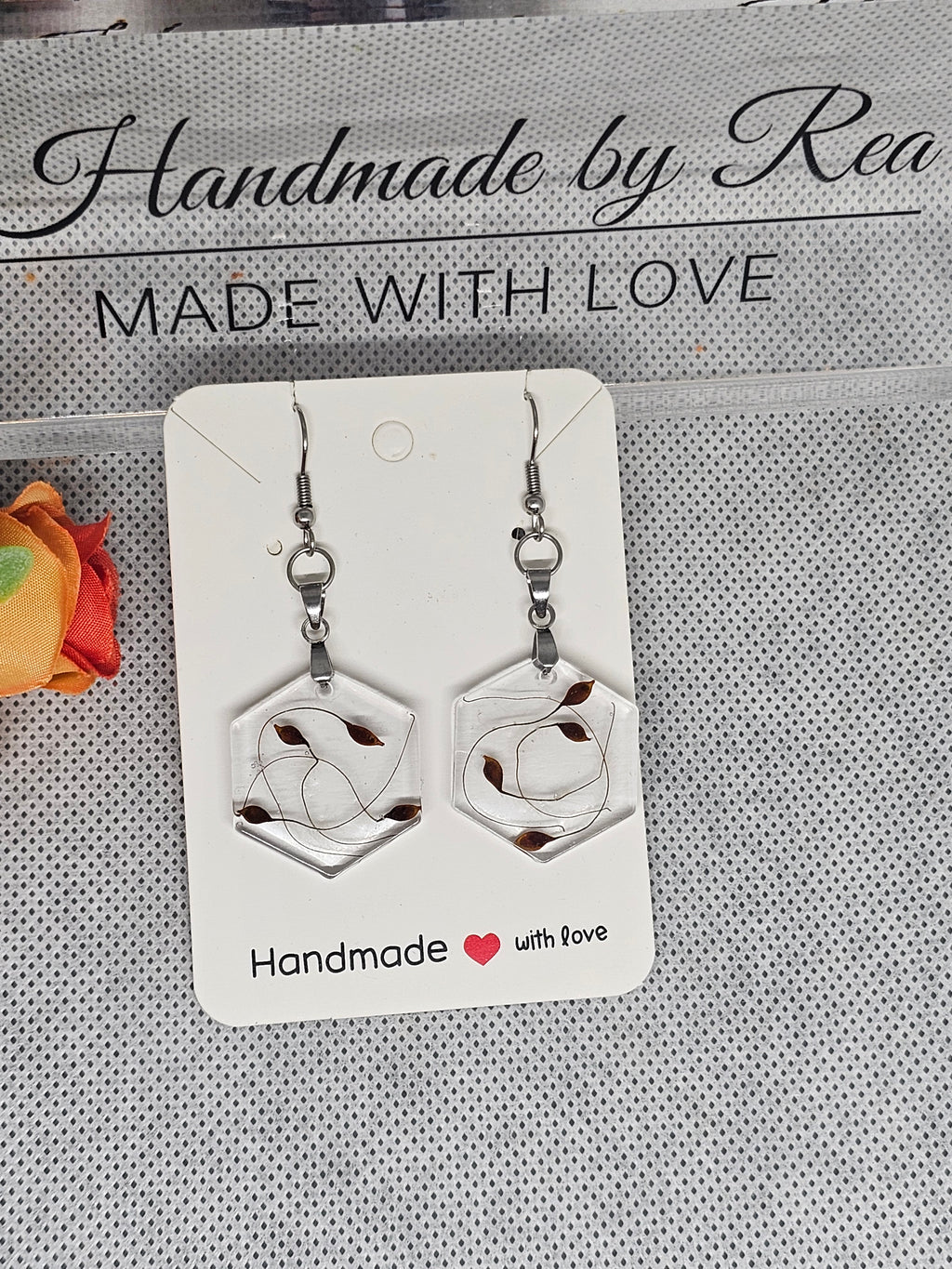 EPOXY EARRINGS - HEXAGON