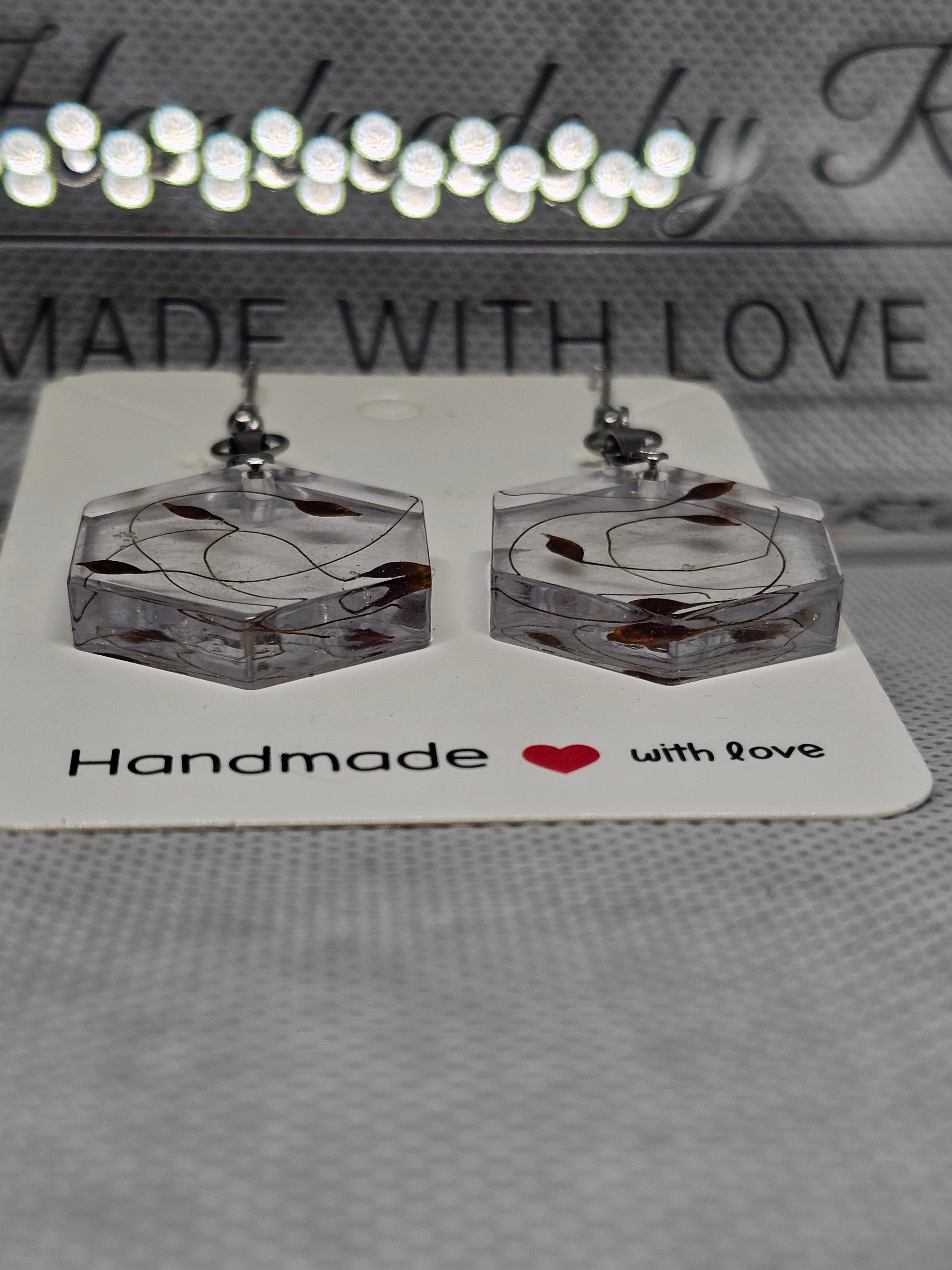 EPOXY EARRINGS - HEXAGON