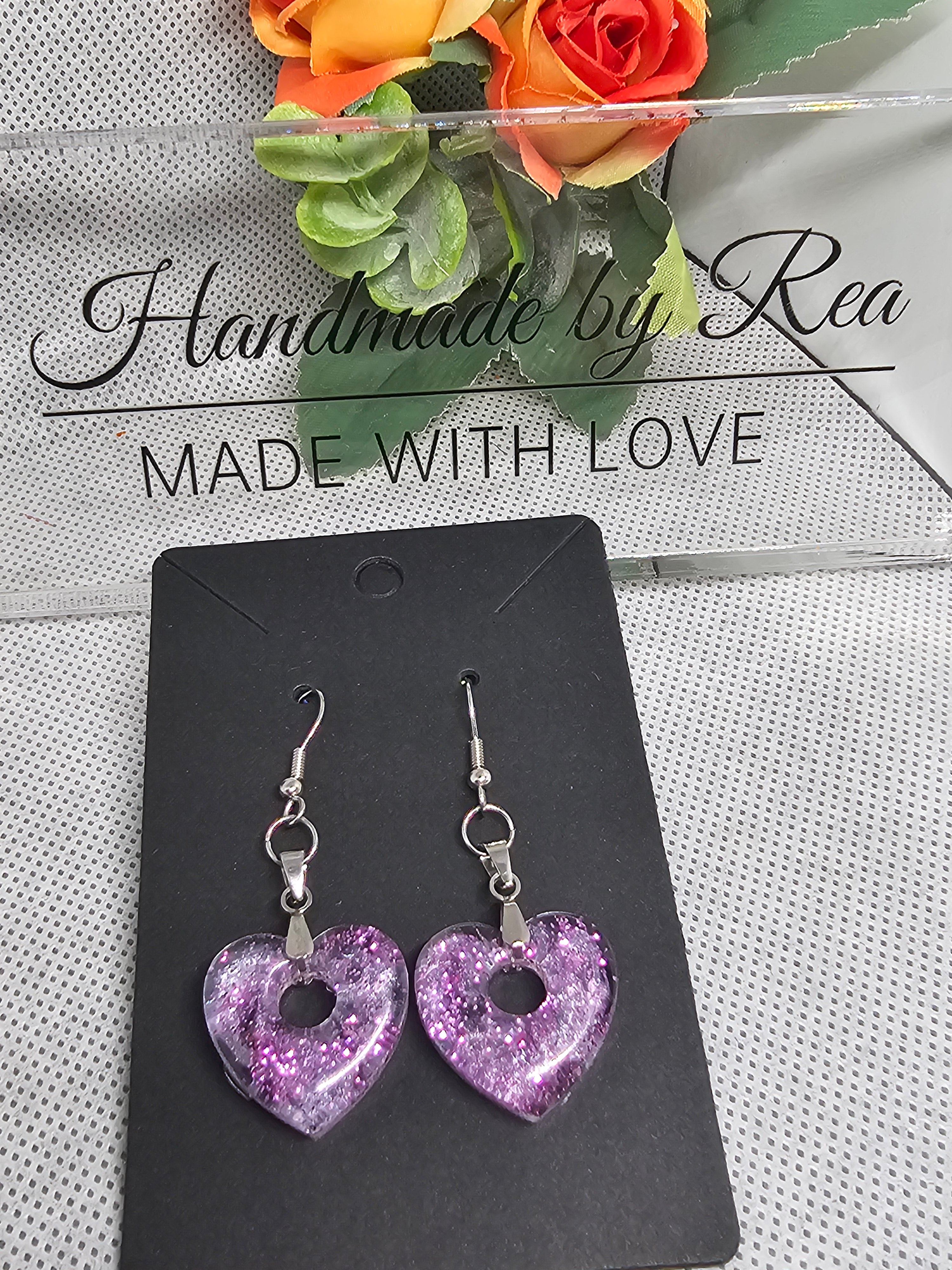 EPOXY EARRINGS - VELVET HEARTS