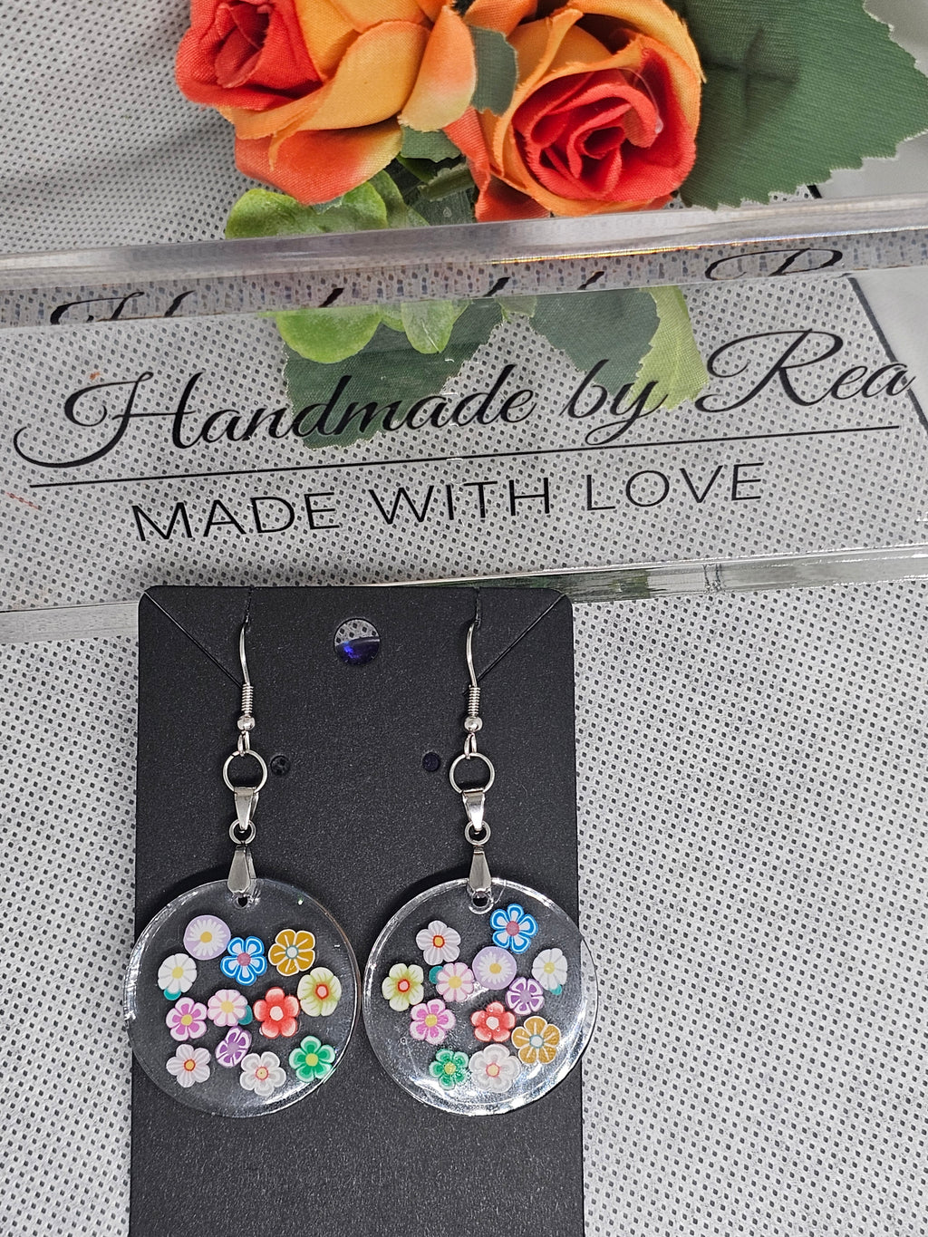 EPOXY EARRINGS - COLORFUL FLOWERS
