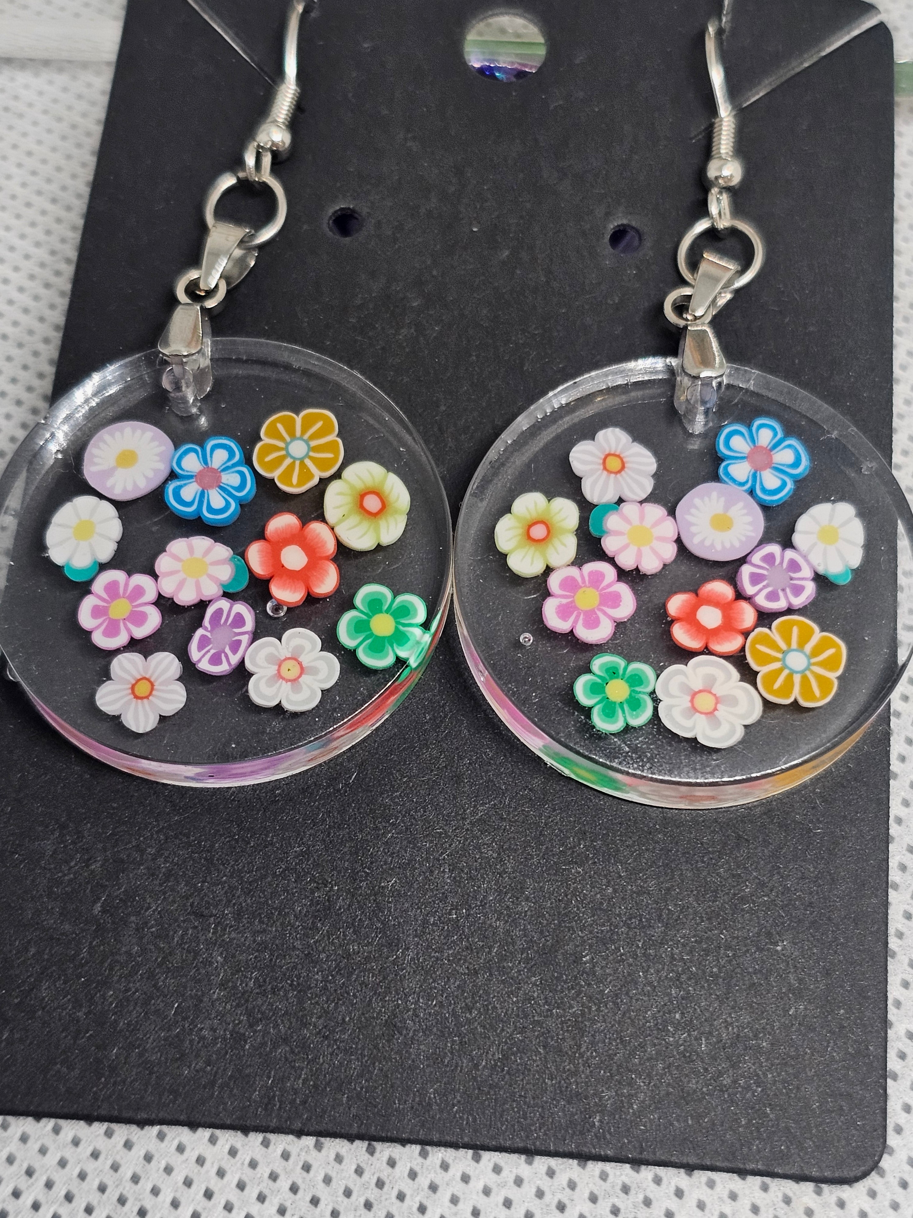 EPOXY EARRINGS - COLORFUL FLOWERS