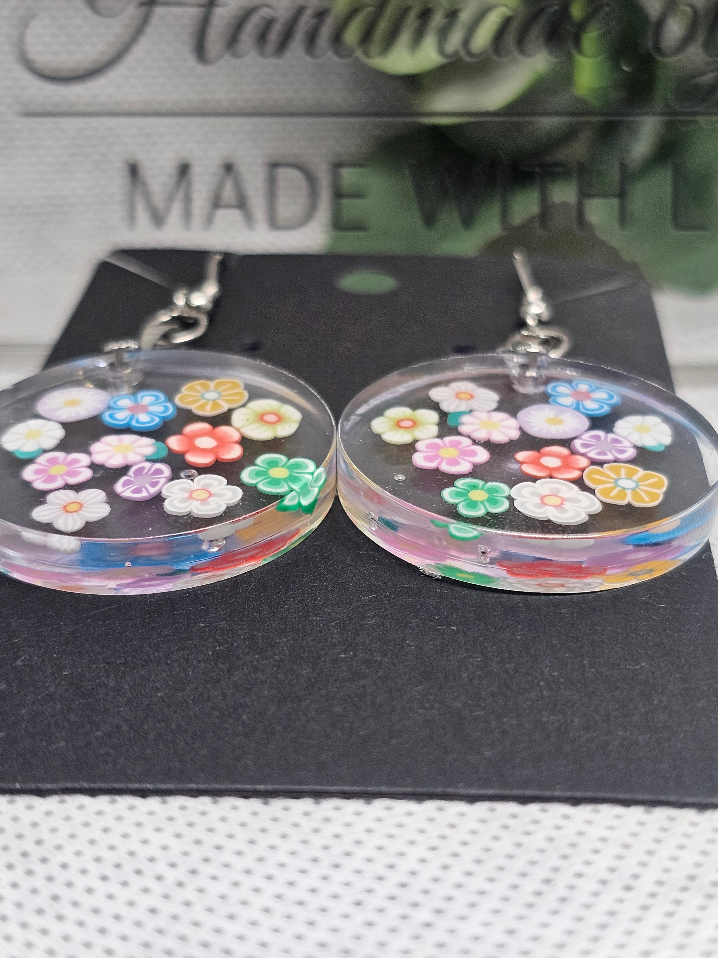 EPOXY EARRINGS - COLORFUL FLOWERS
