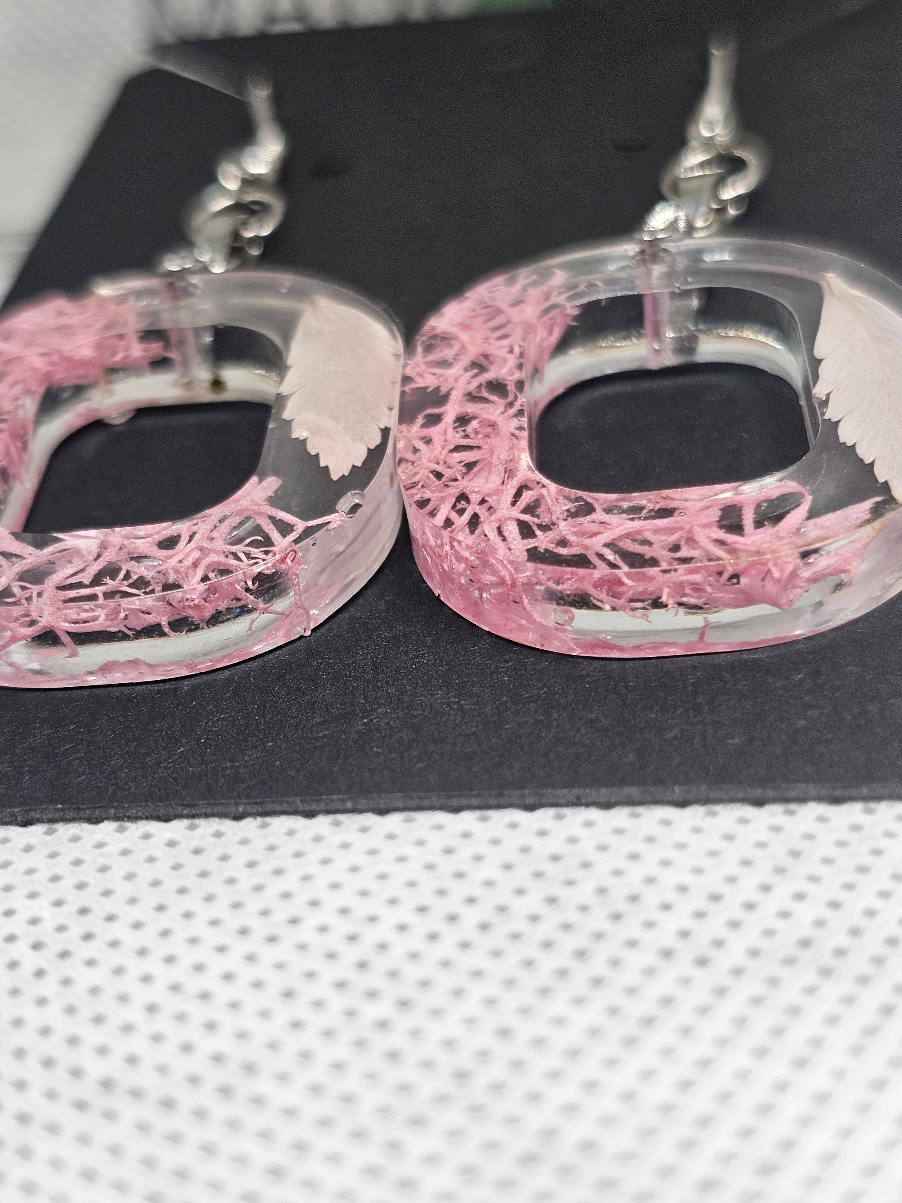 EPOXY EARRINGS - PINK RECTANGLE