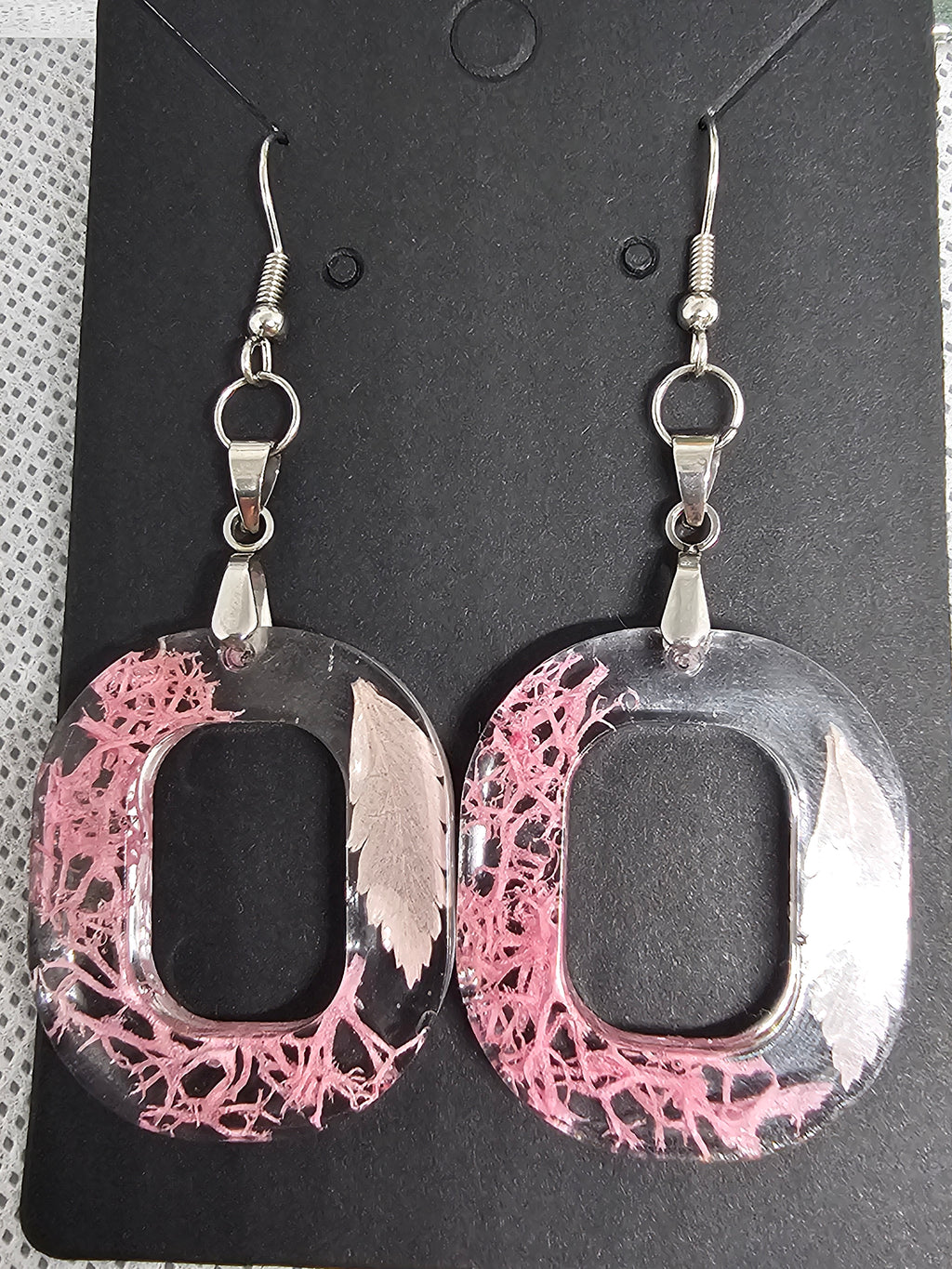 EPOXY EARRINGS - PINK RECTANGLE