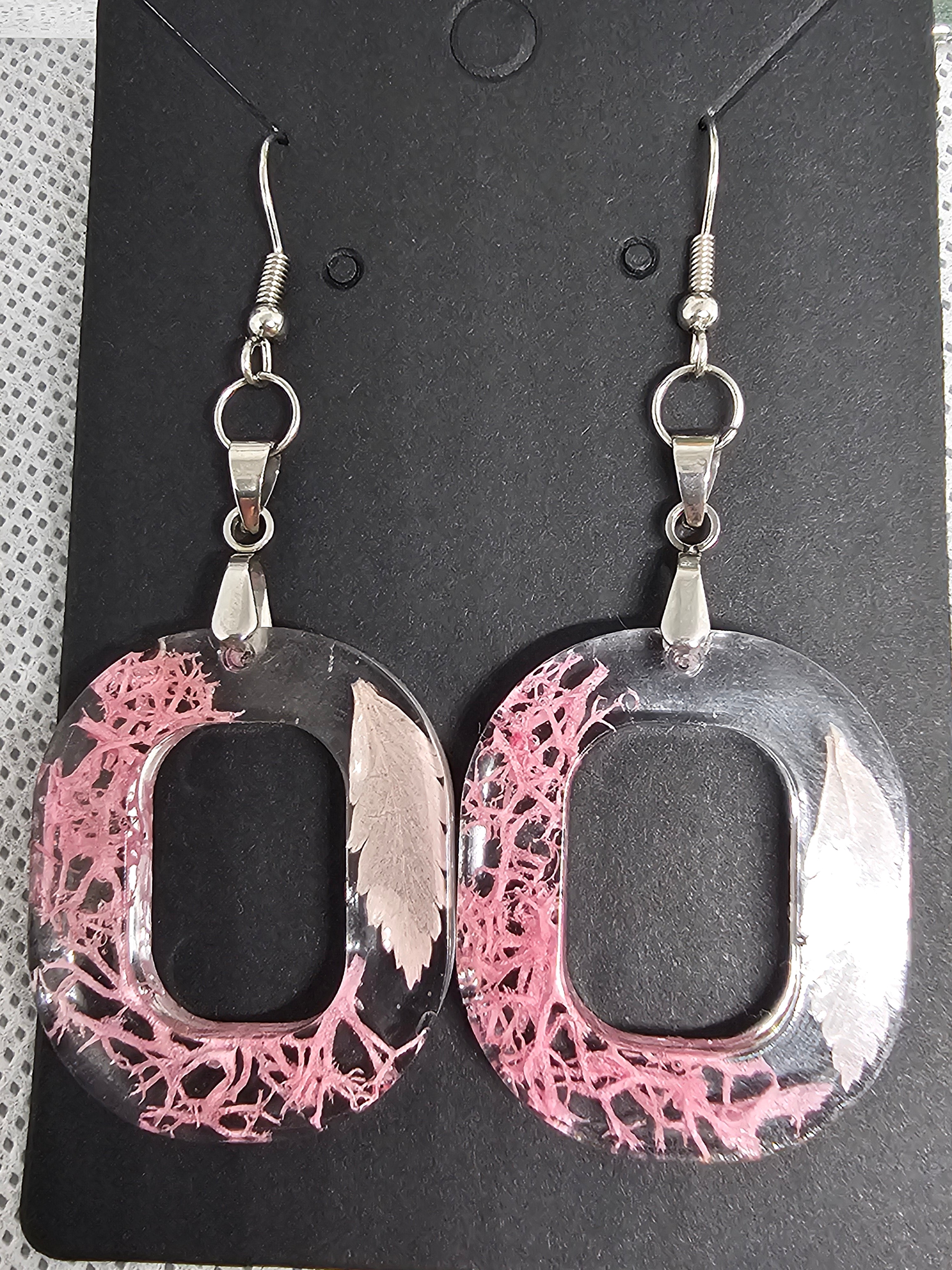 EPOXY EARRINGS - PINK RECTANGLE