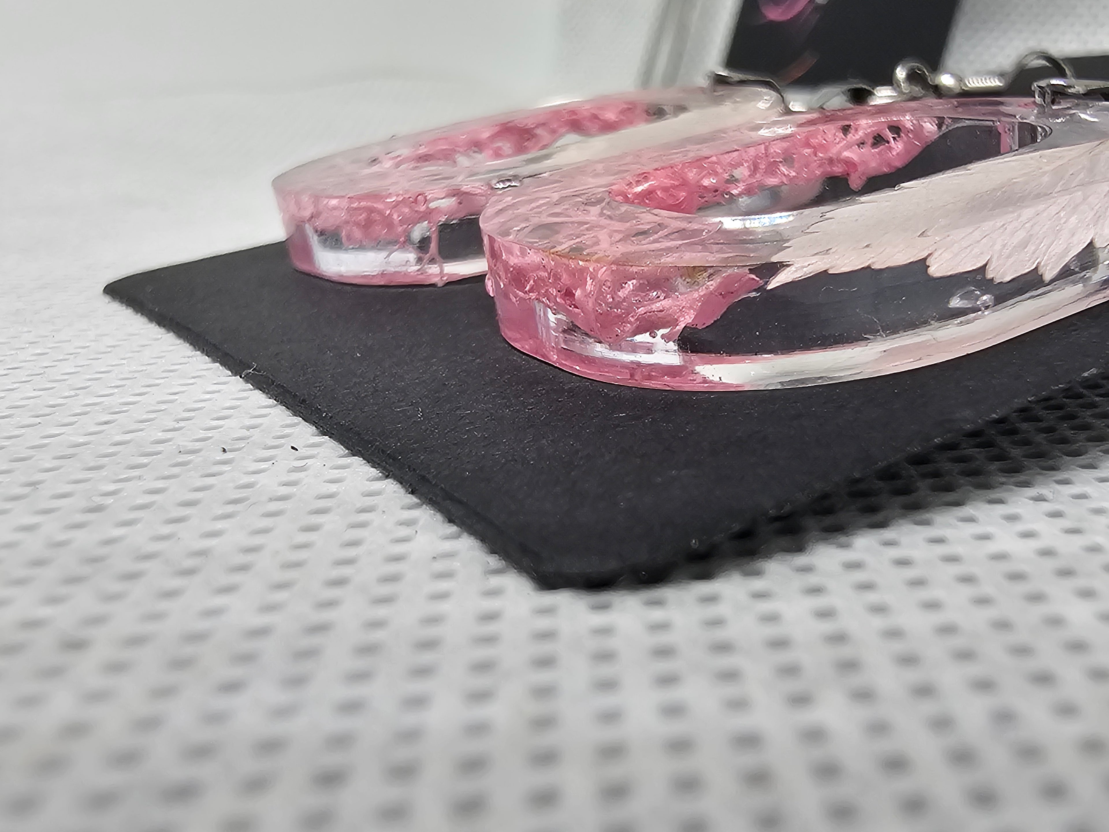 EPOXY EARRINGS - PINK RECTANGLE