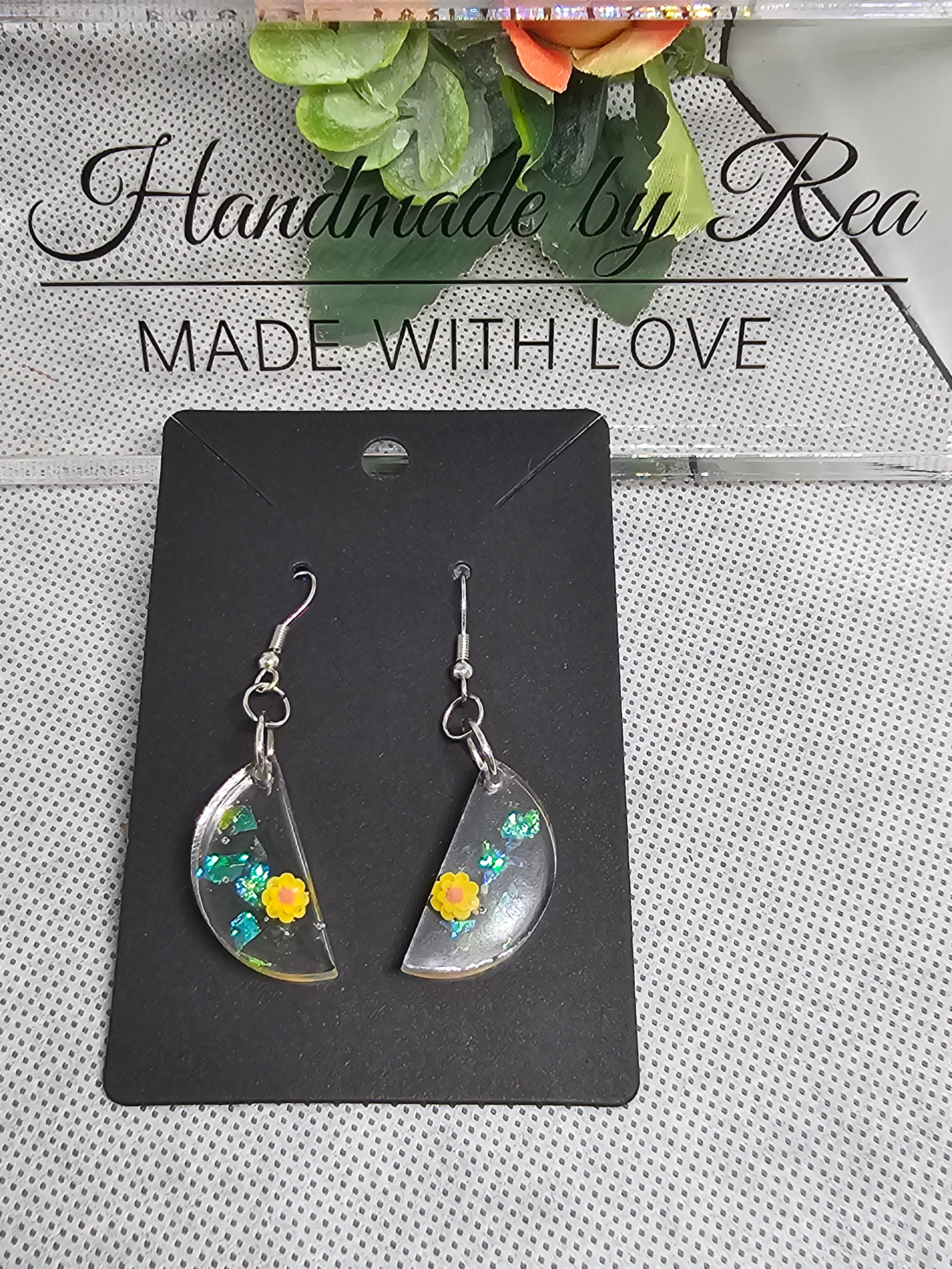 EPOXY EARRINGS - YELLOW & BLUE