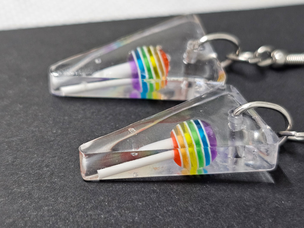 EPOXY EARRINGS - RAINBOW LOLLIPOP
