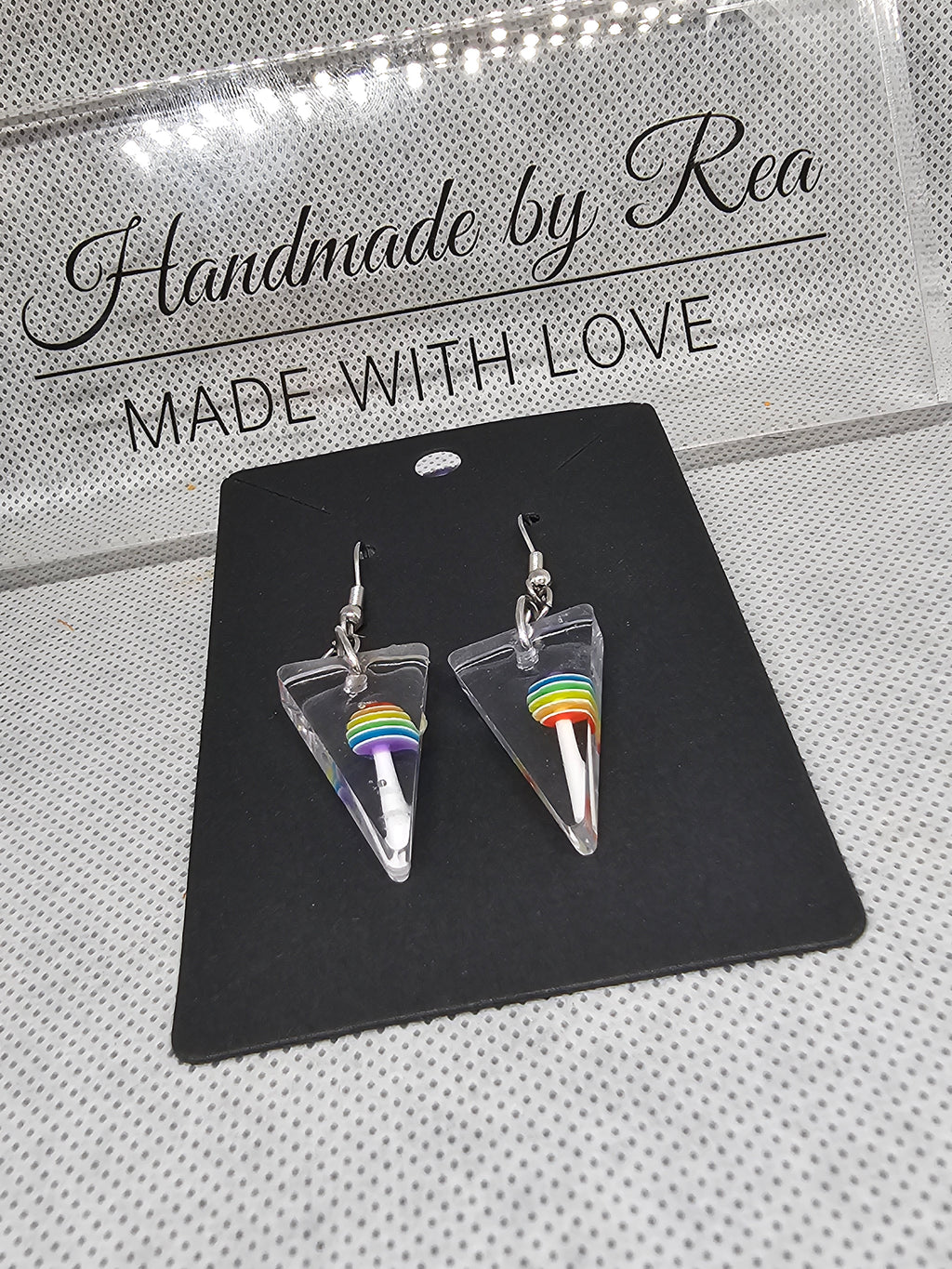 EPOXY EARRINGS - RAINBOW LOLLIPOP
