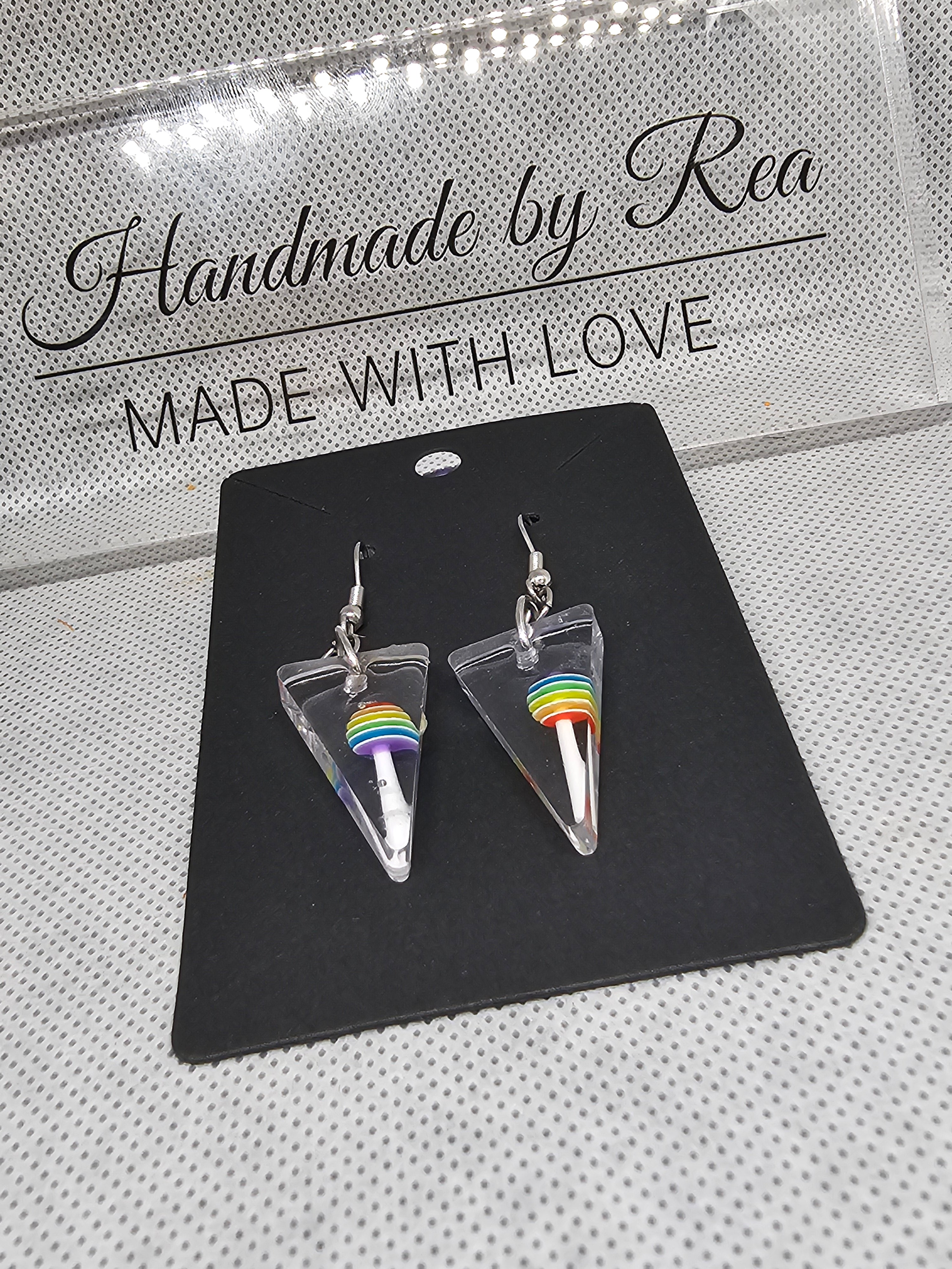 EPOXY EARRINGS - RAINBOW LOLLIPOP