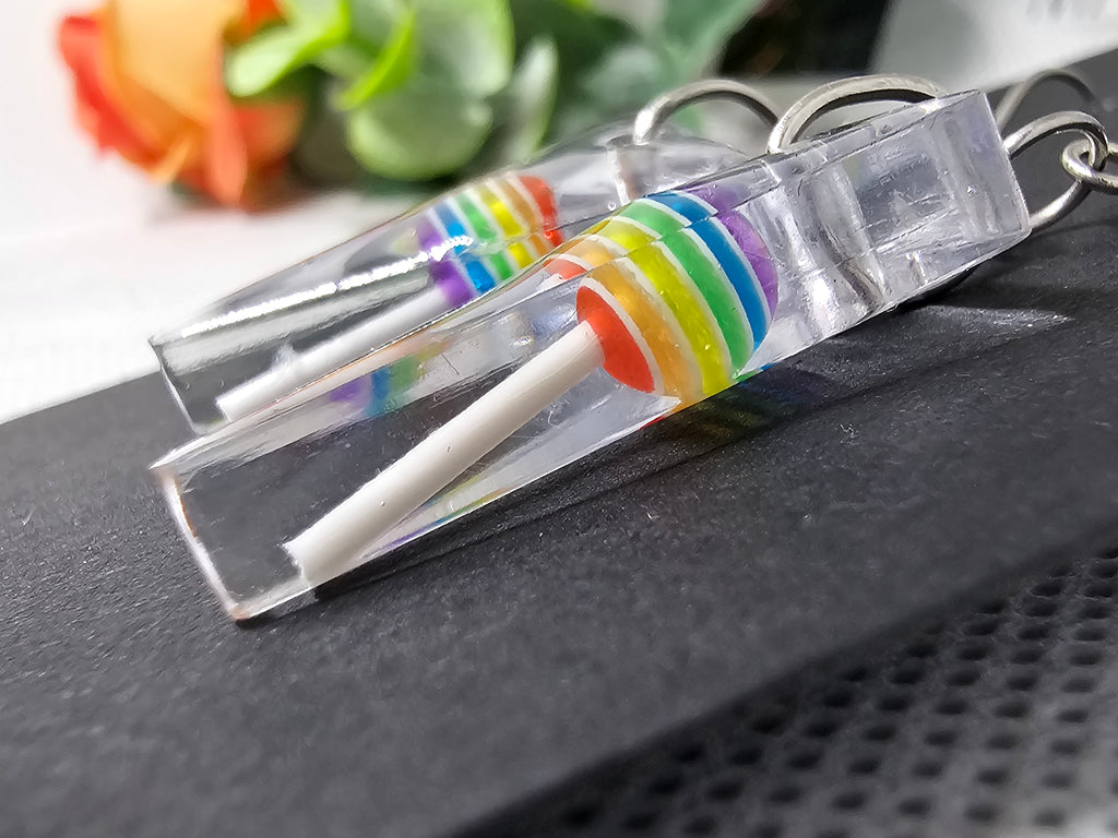 EPOXY EARRINGS - RAINBOW LOLLIPOP