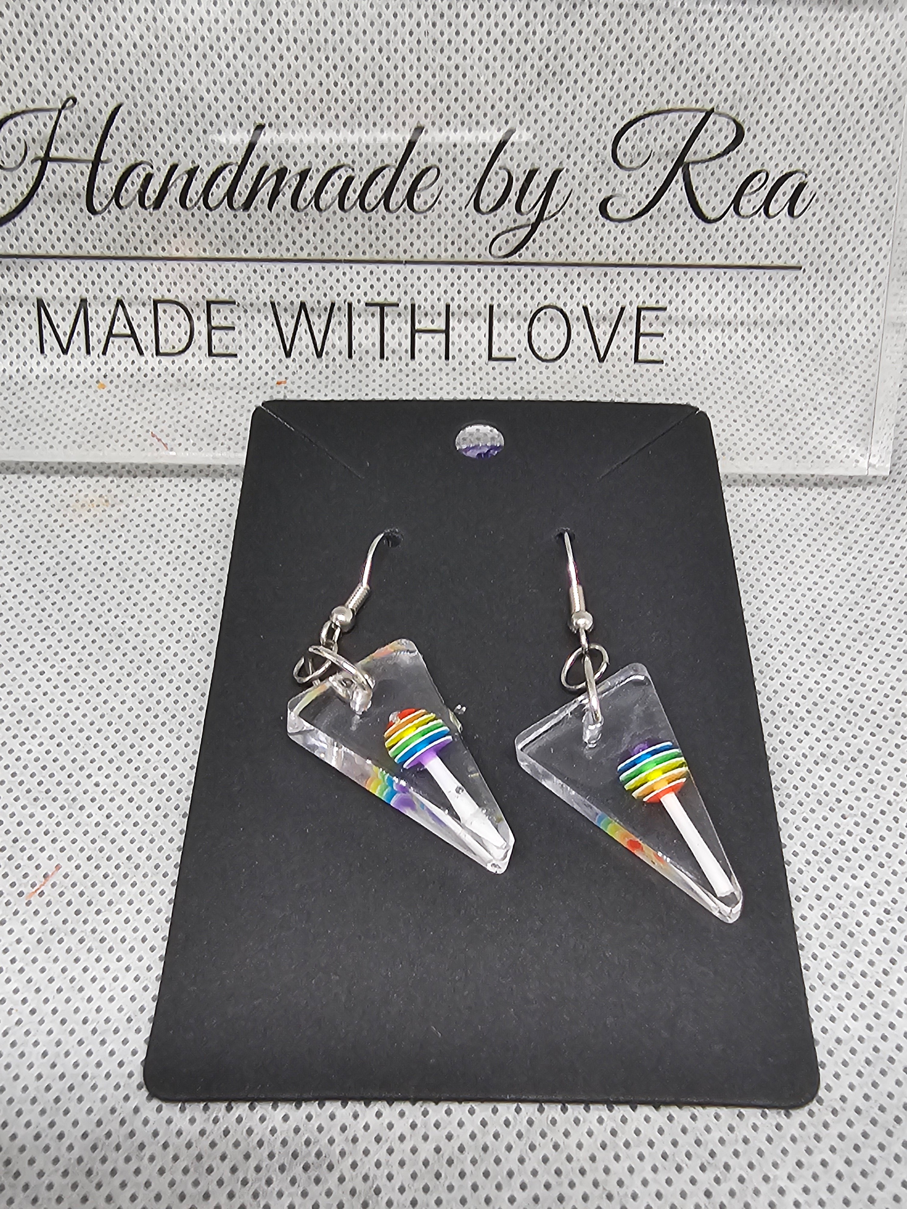 EPOXY EARRINGS - RAINBOW LOLLIPOP
