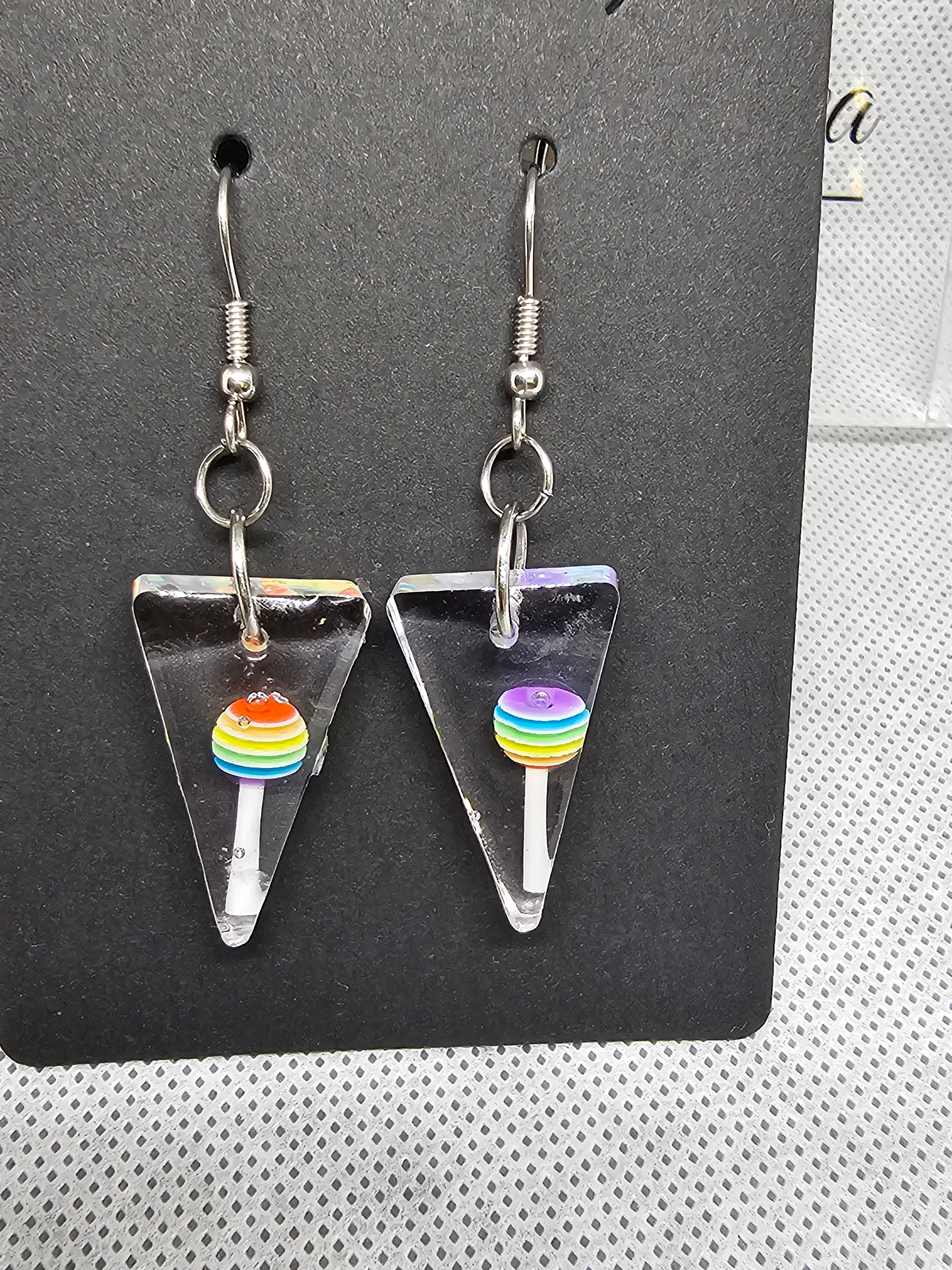EPOXY EARRINGS - RAINBOW LOLLIPOP