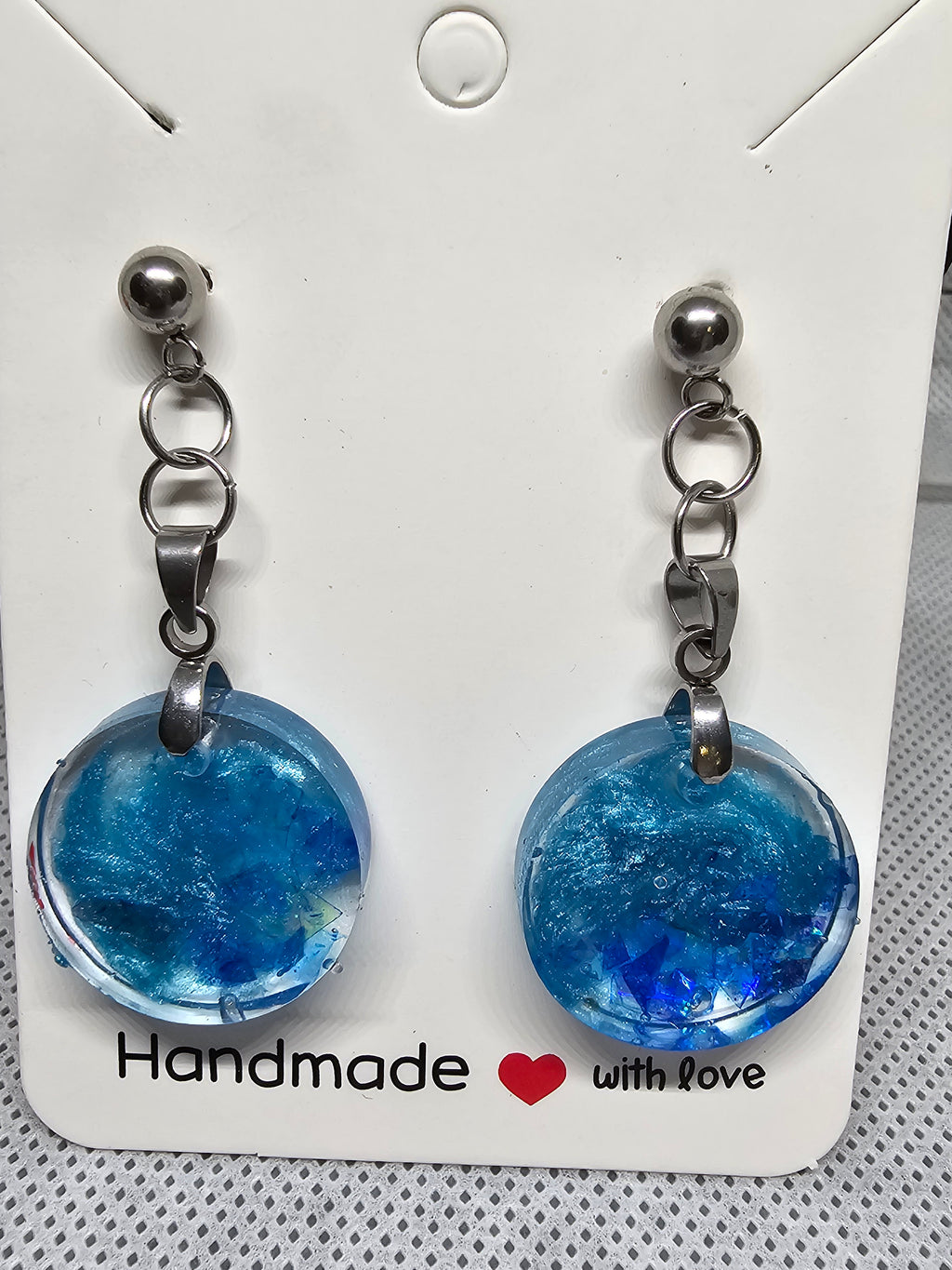 EPOXY EARRINGS – BLUE SHIMMER