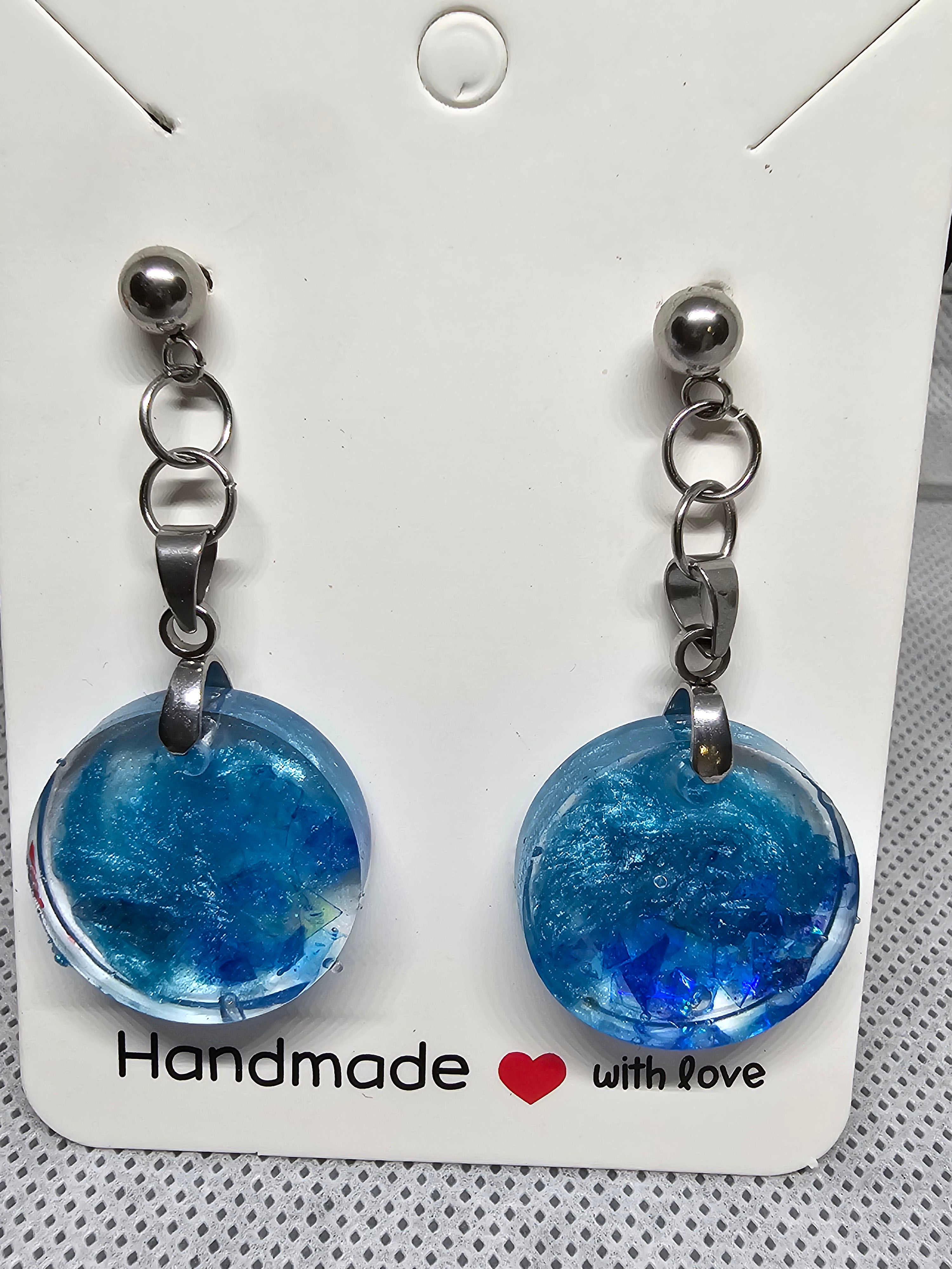 EPOXY EARRINGS – BLUE SHIMMER