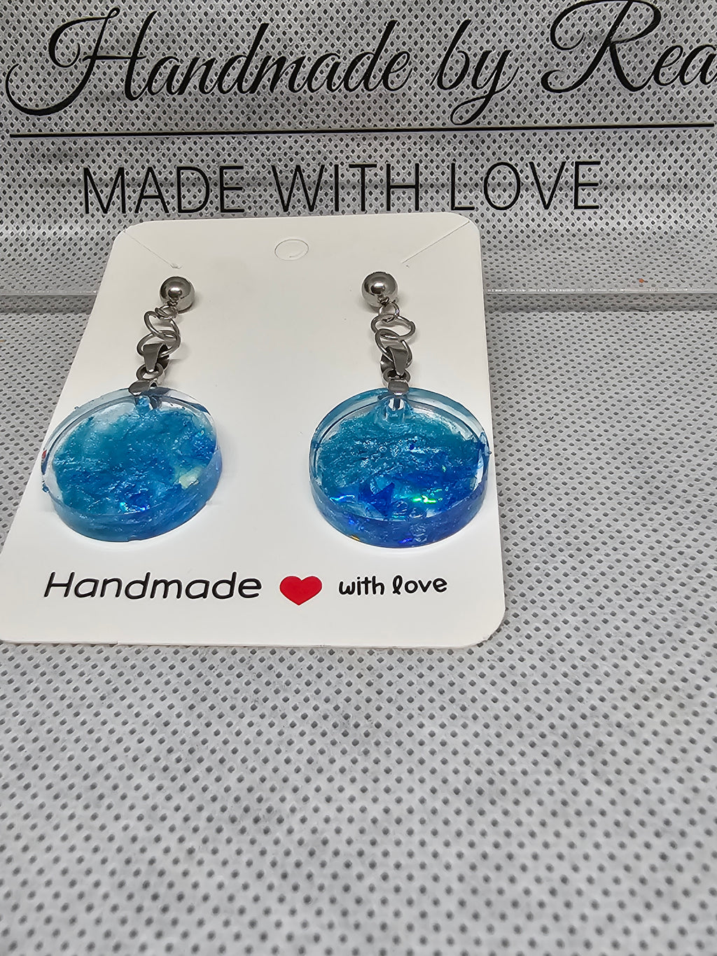 EPOXY EARRINGS – BLUE SHIMMER