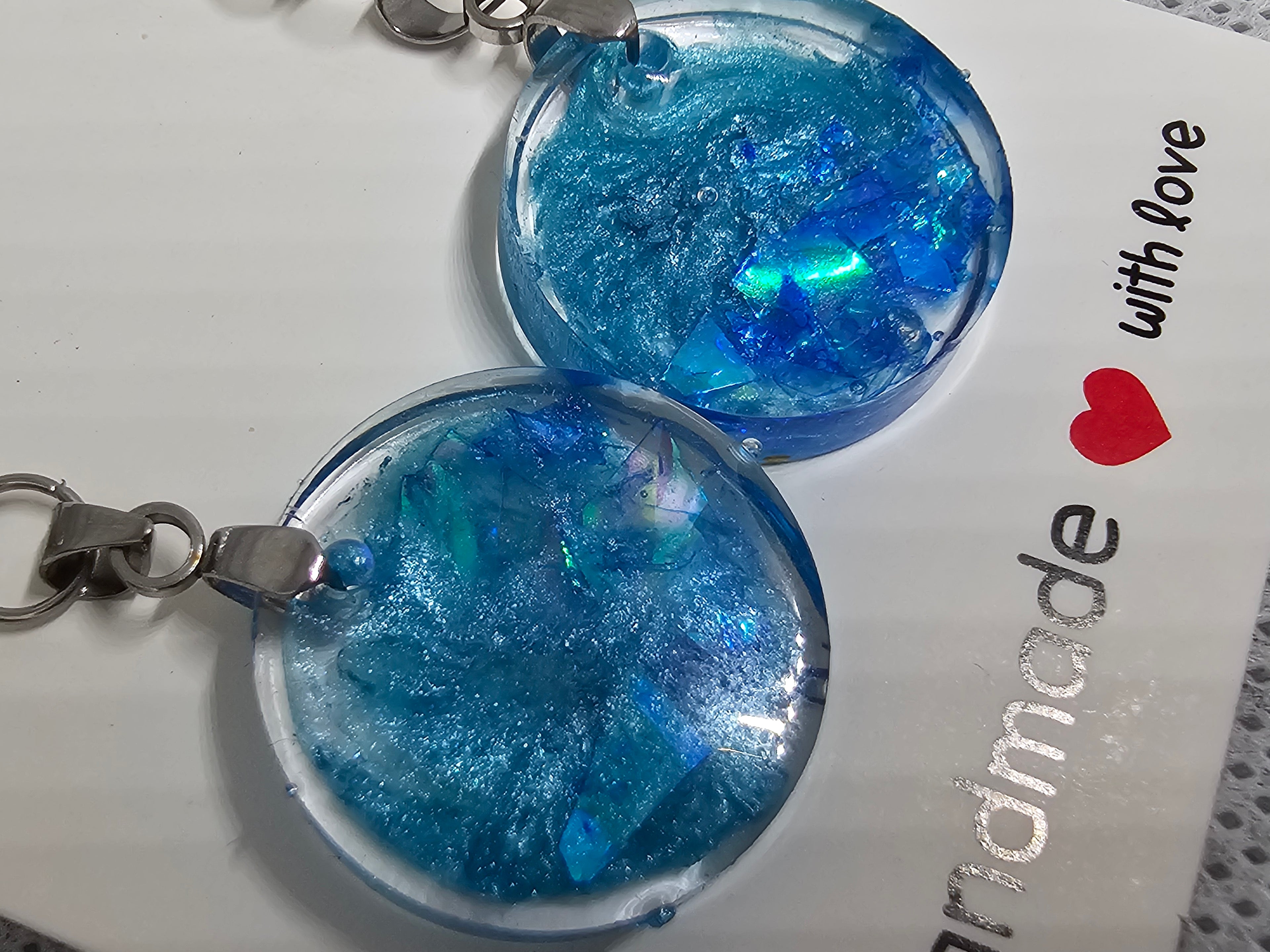 EPOXY EARRINGS – BLUE SHIMMER