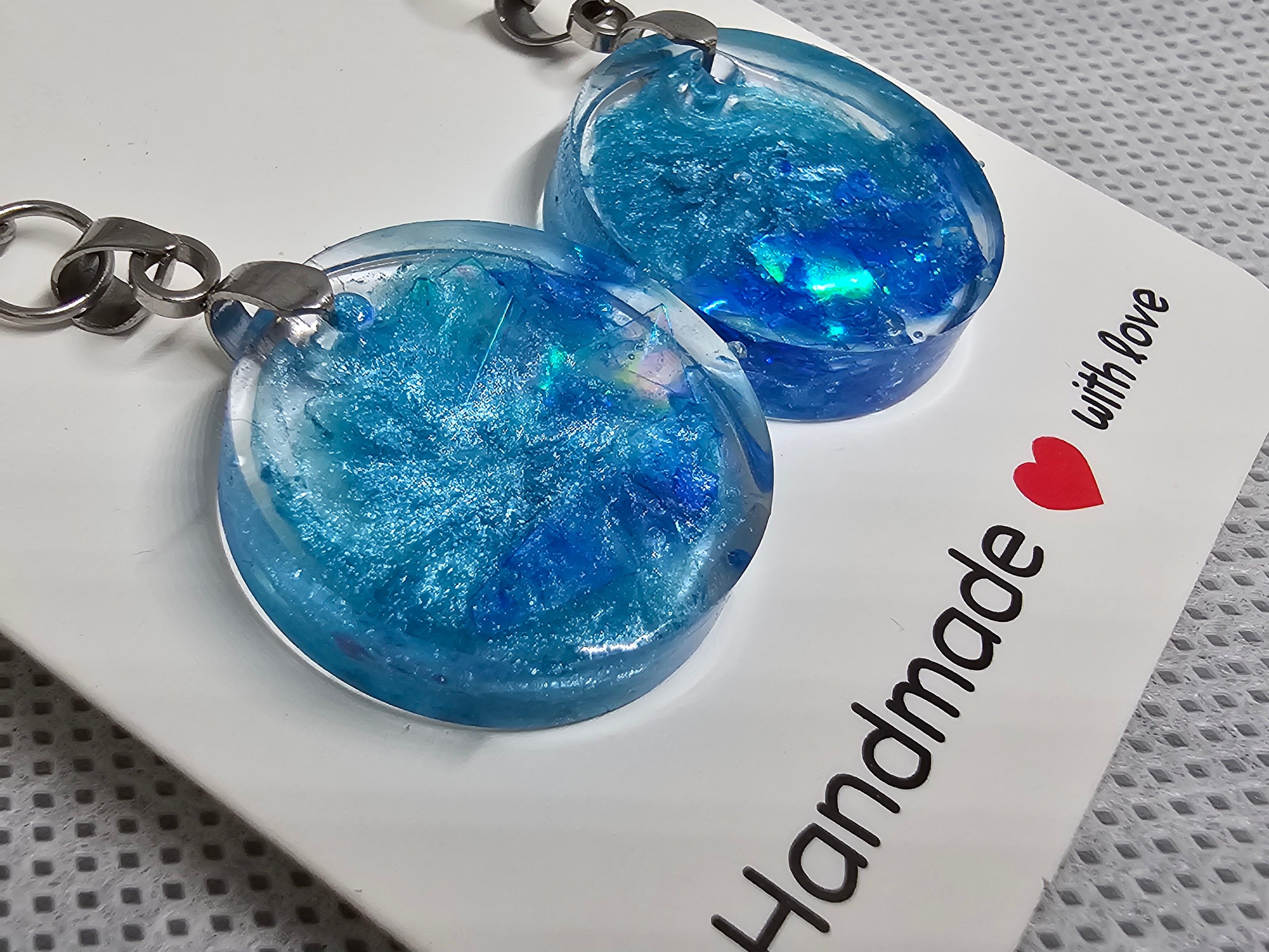 EPOXY EARRINGS – BLUE SHIMMER
