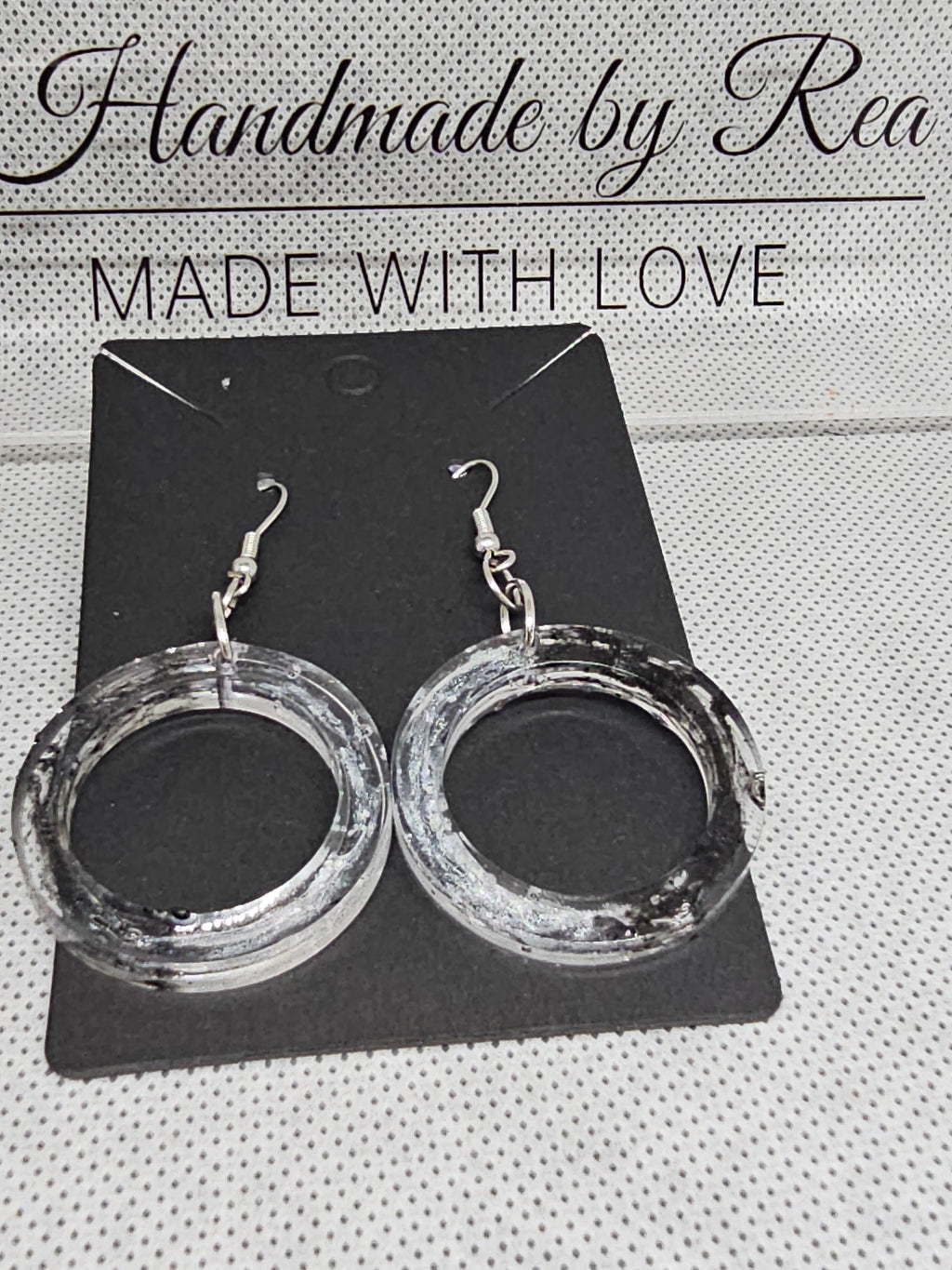 Black & White Swirl Resin Earrings