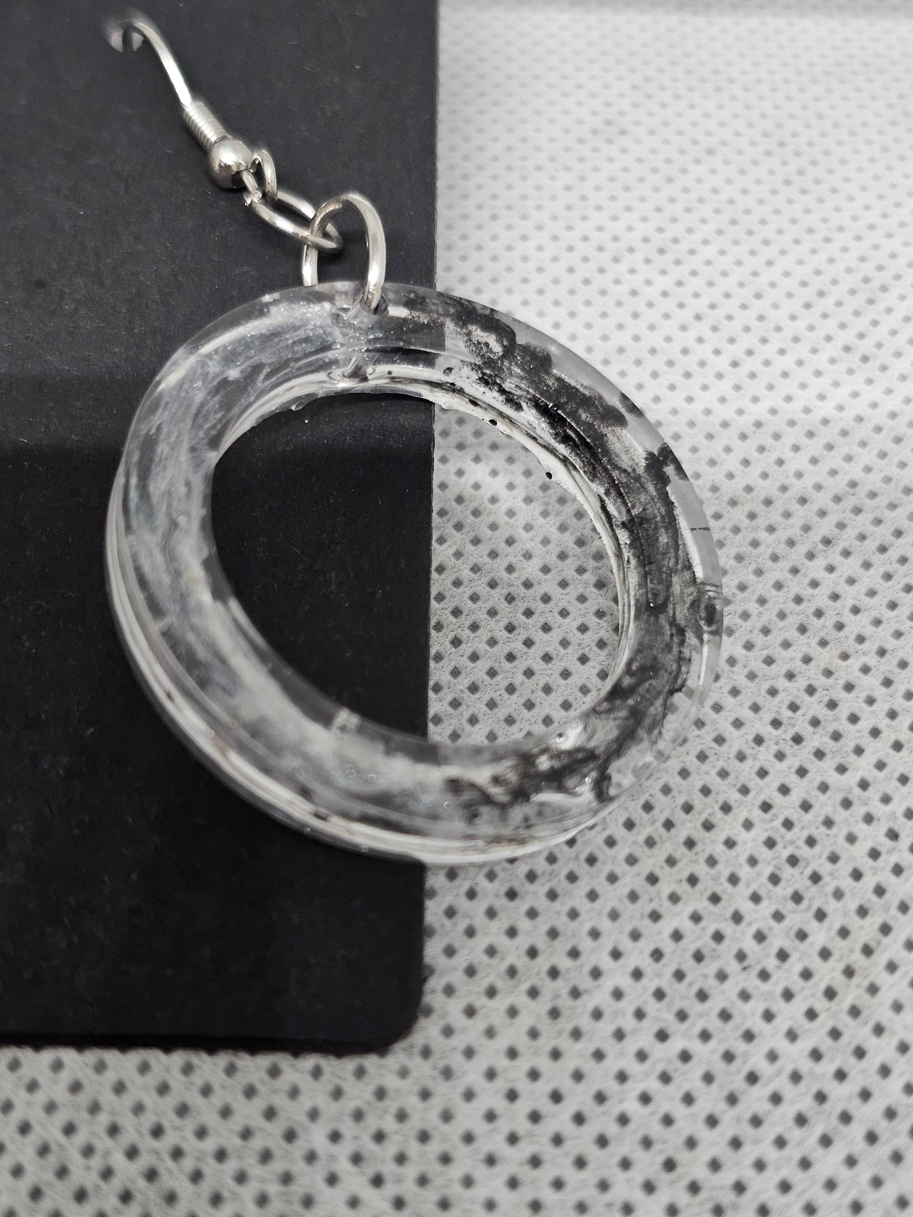 Black & White Swirl Resin Earrings