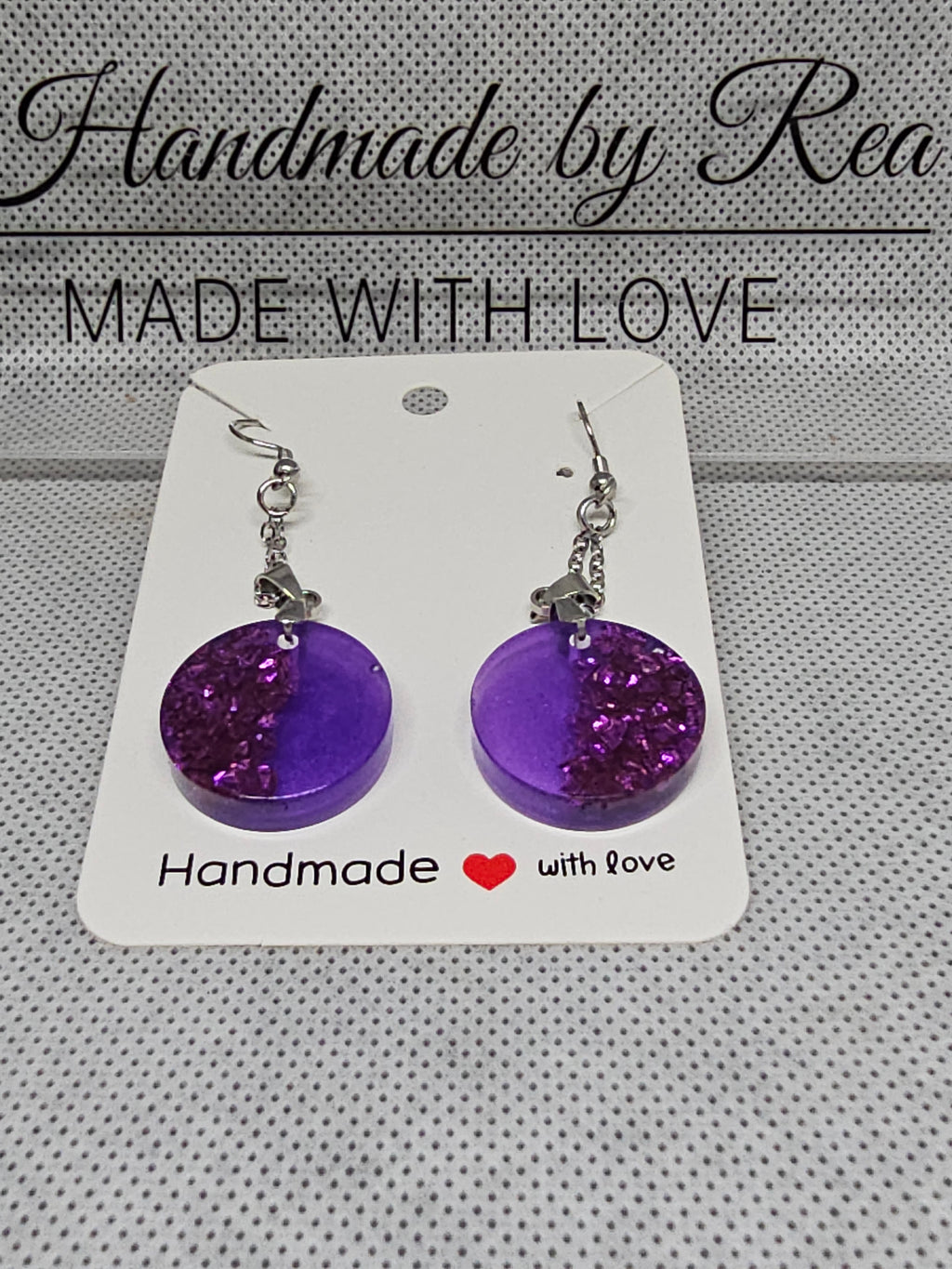 Purple Glitter Resin Earrings