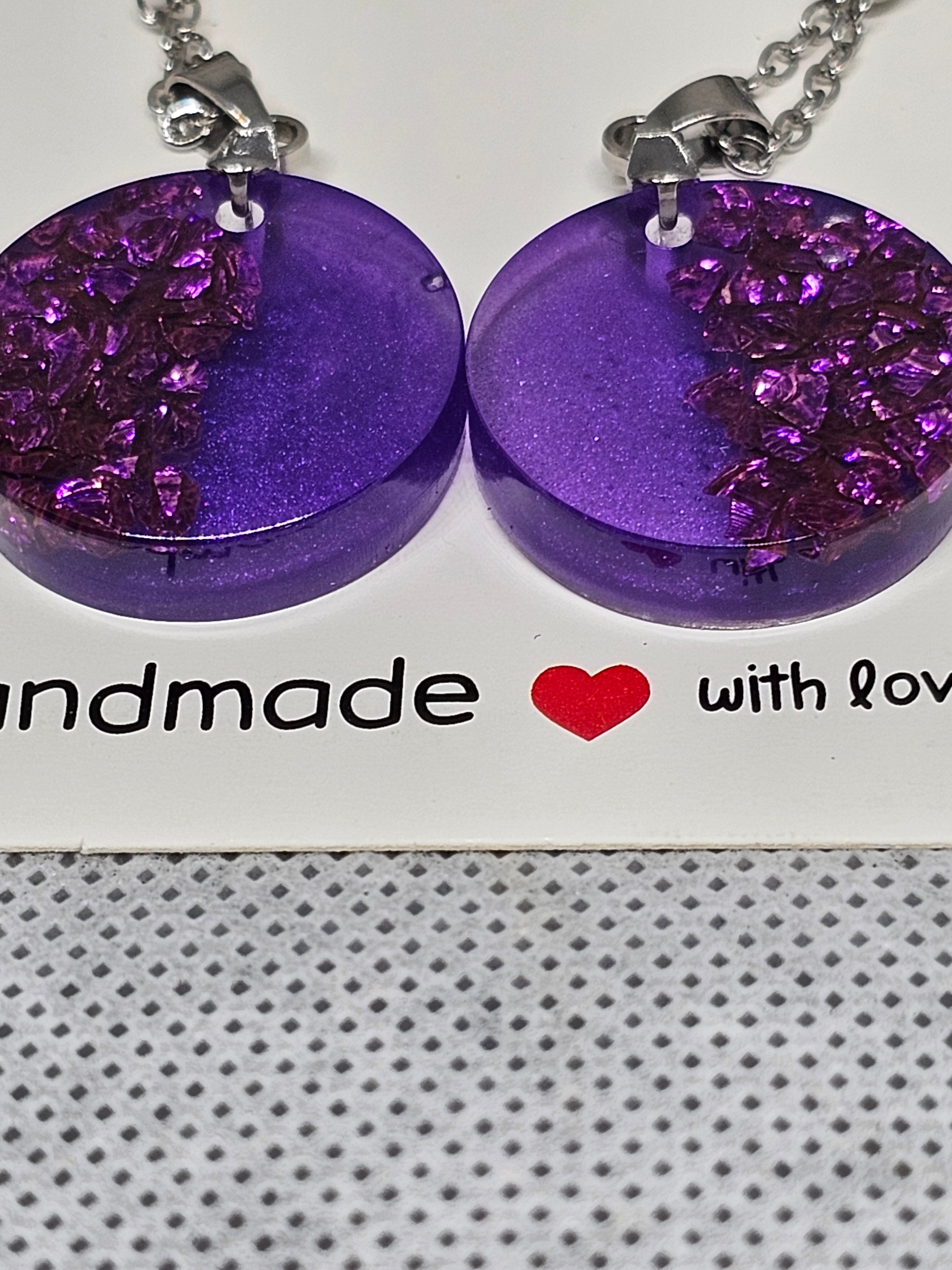 Purple Glitter Resin Earrings