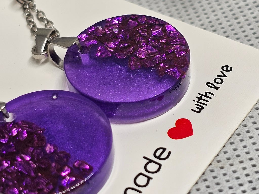 Purple Glitter Resin Earrings