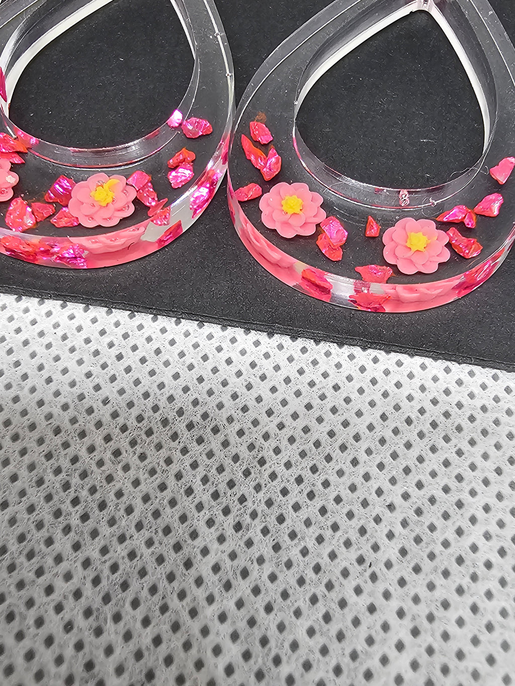 Epoxy Earrings – Pink Petal Teardrop