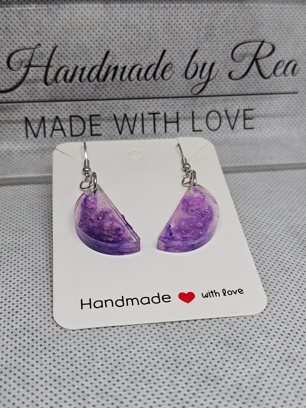 Epoxy Earrings – Purple Half-Moon