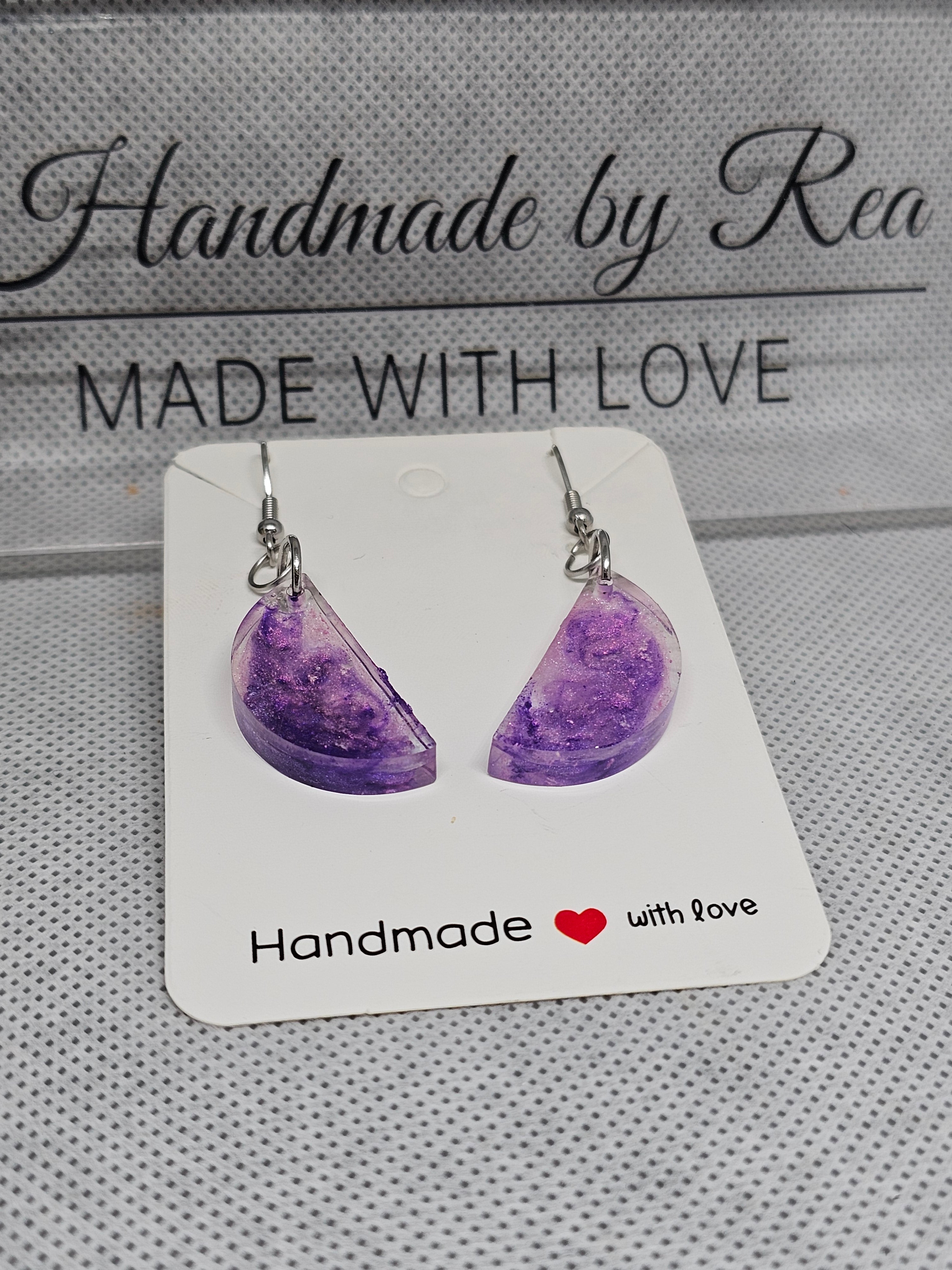 Epoxy Earrings – Purple Half-Moon