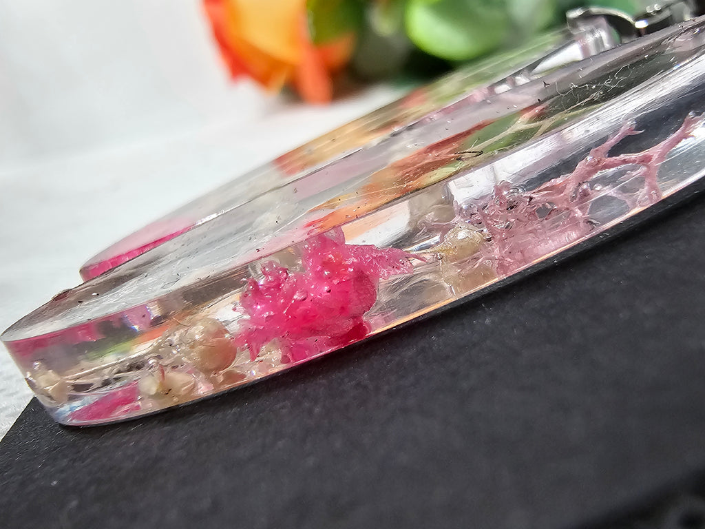 Real Dried Flower Oval Resin Earrings