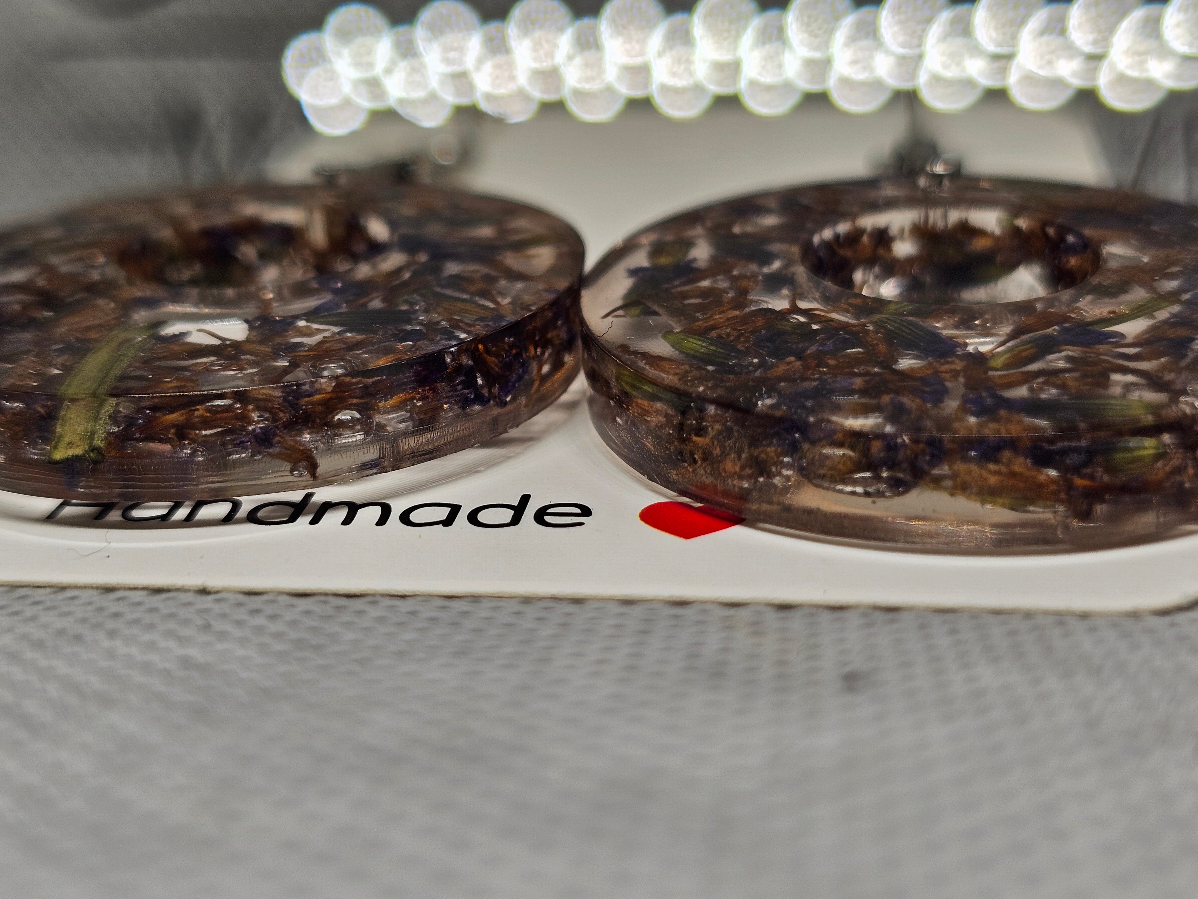 Resin Donut Earrings with Dried Lavender Flowers