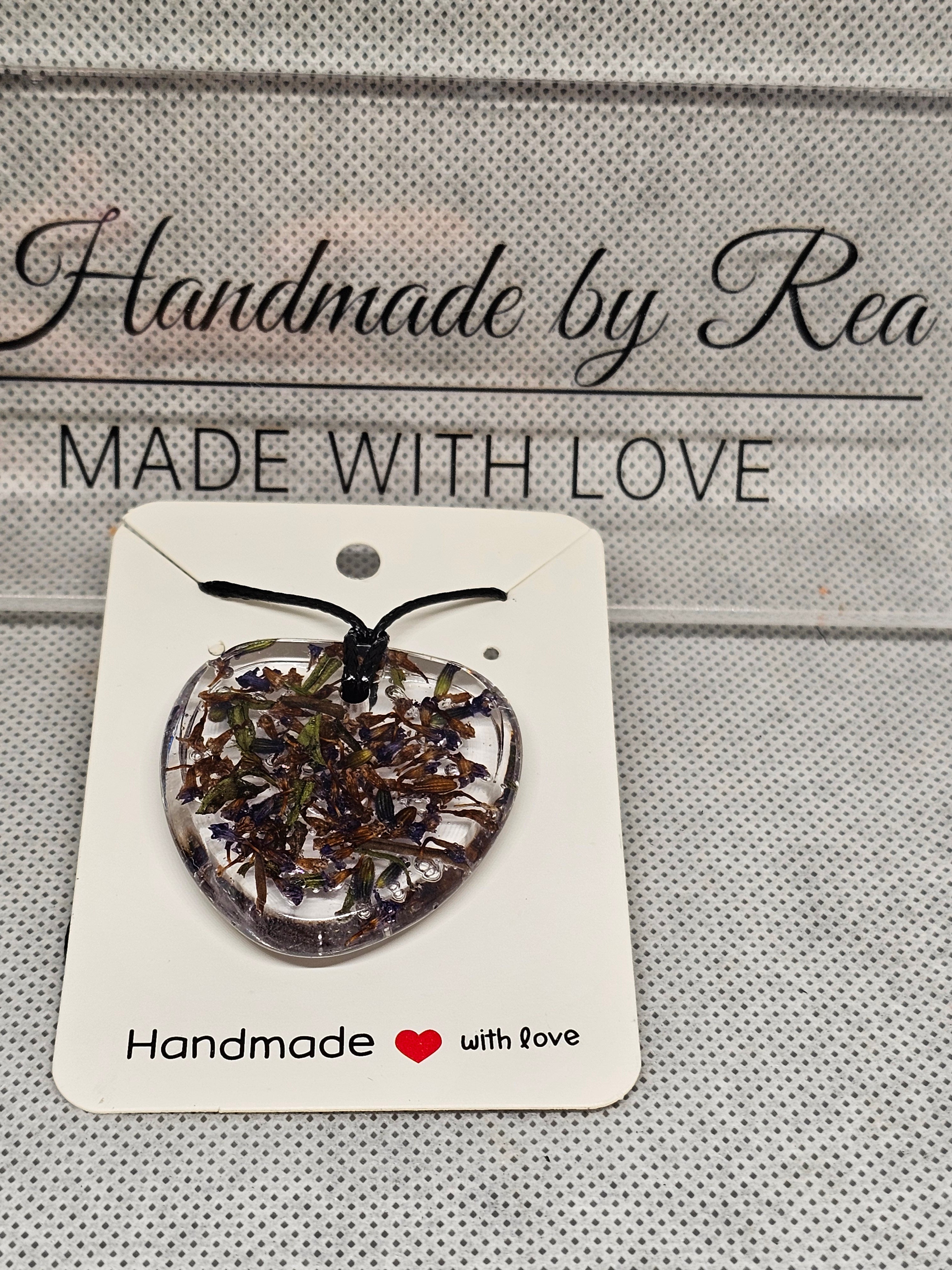 Heart-Shaped Real Dried Flowers Resin Necklace