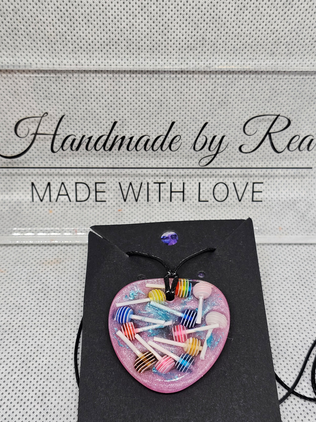 Candy Lollipop Resin Heart Necklace
