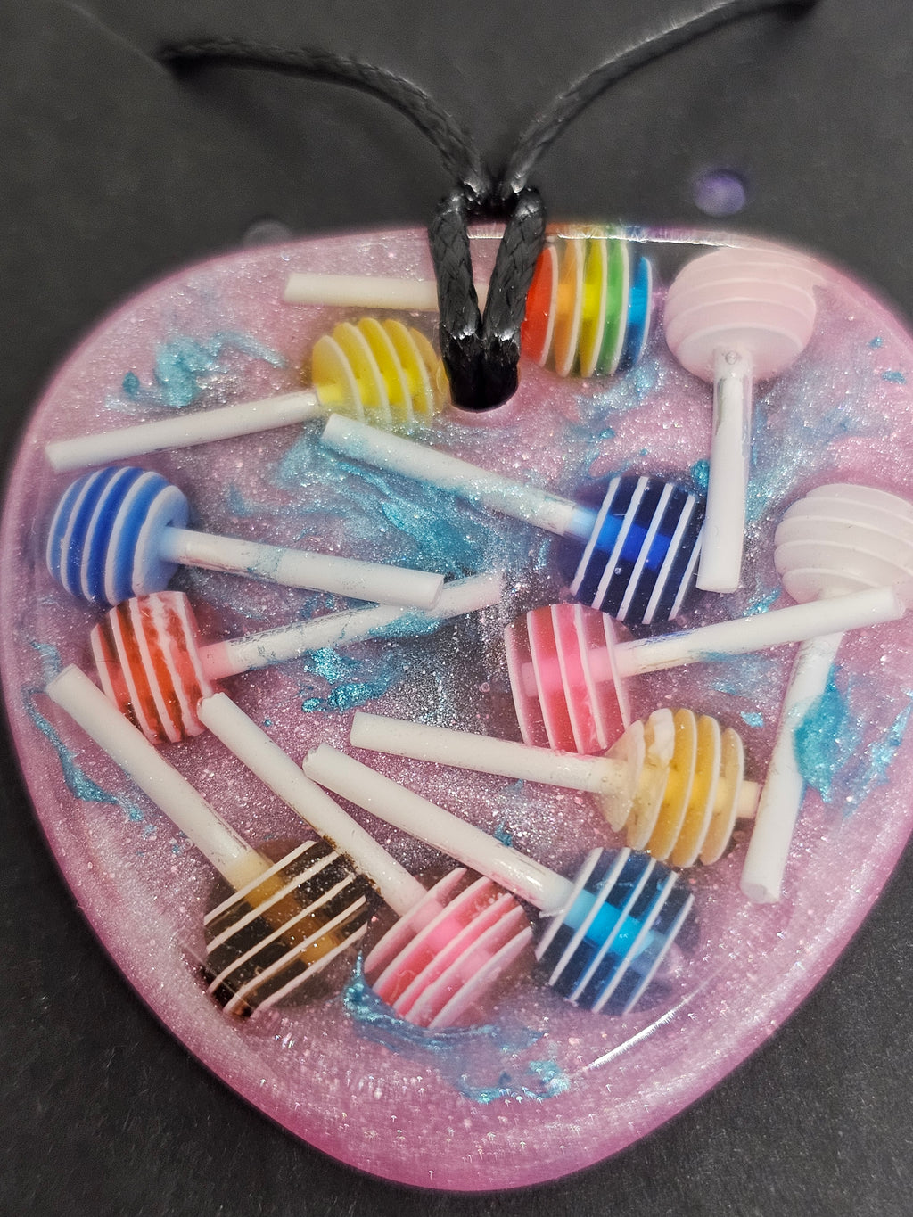 Candy Lollipop Resin Heart Necklace