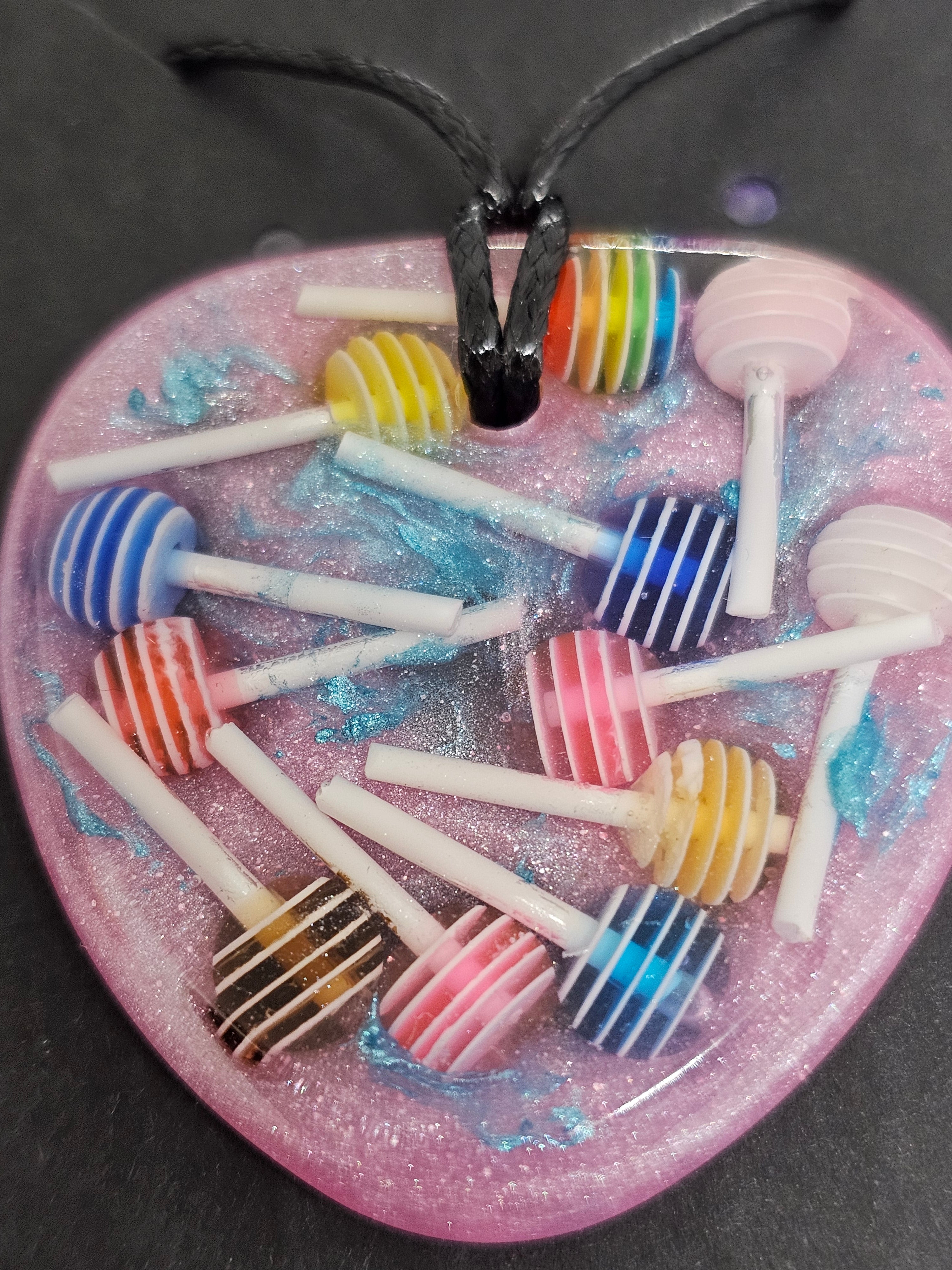 Candy Lollipop Resin Heart Necklace