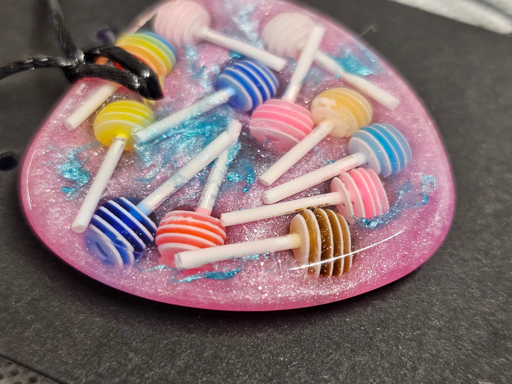 Candy Lollipop Resin Heart Necklace