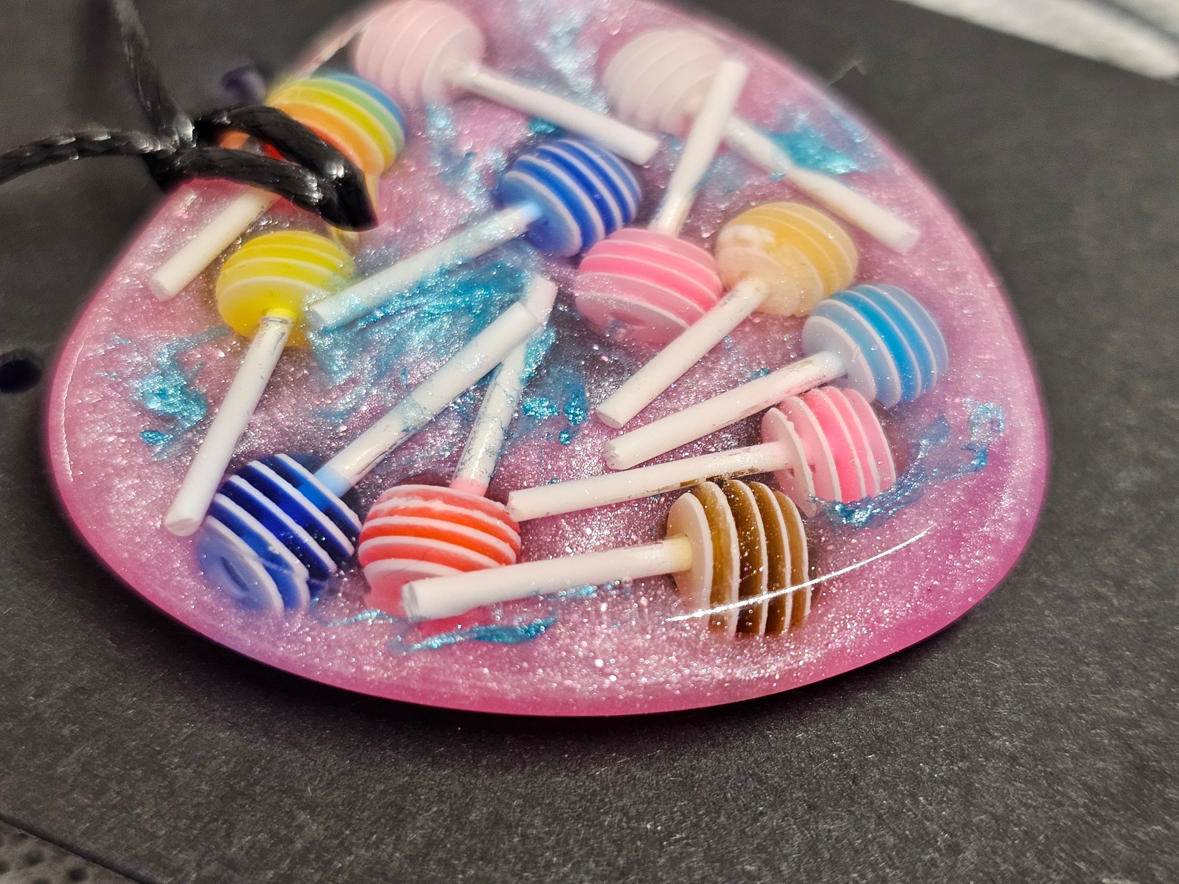 Candy Lollipop Resin Heart Necklace