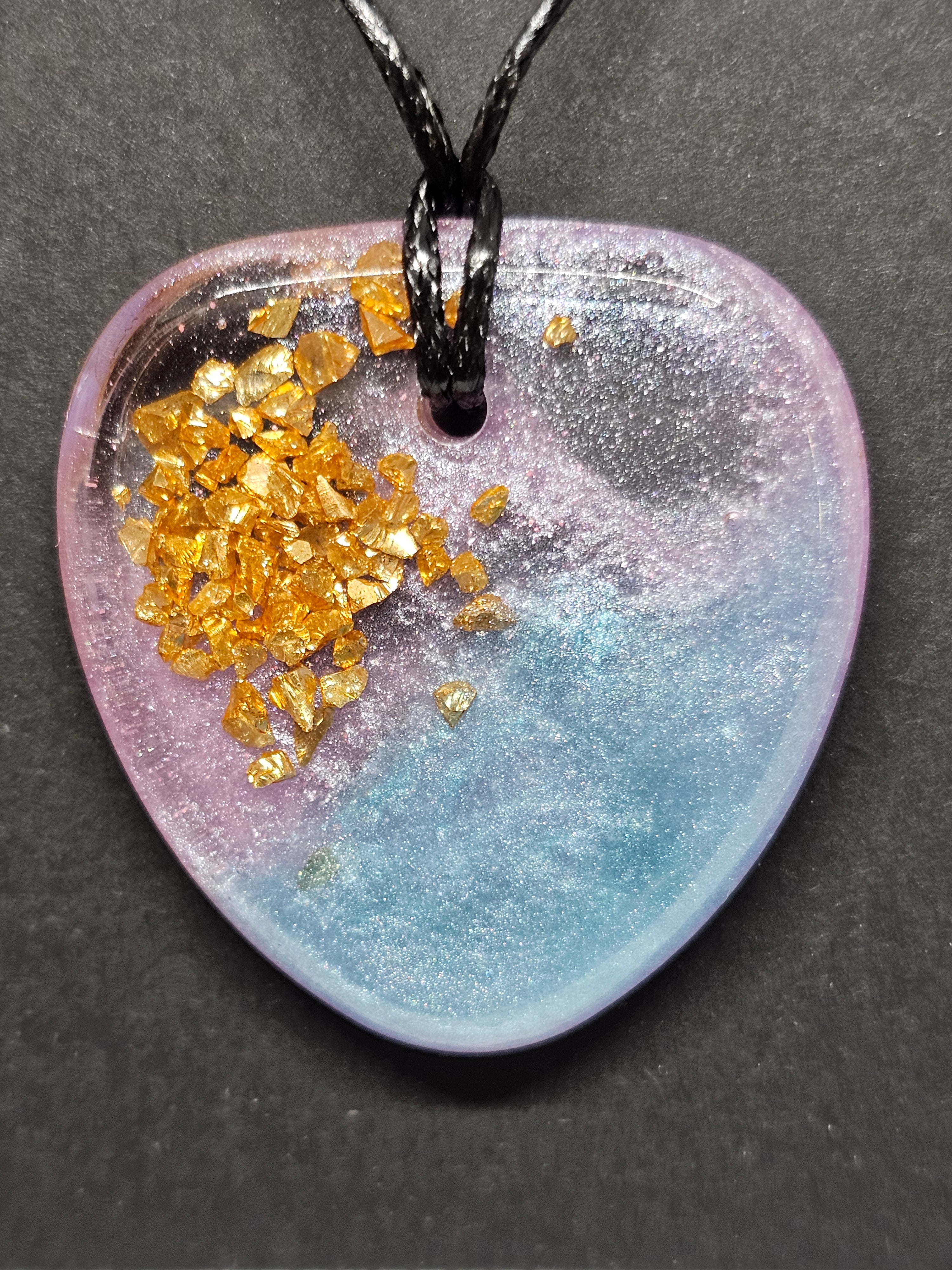Pastel Resin Heart Necklace with Gold Flakes