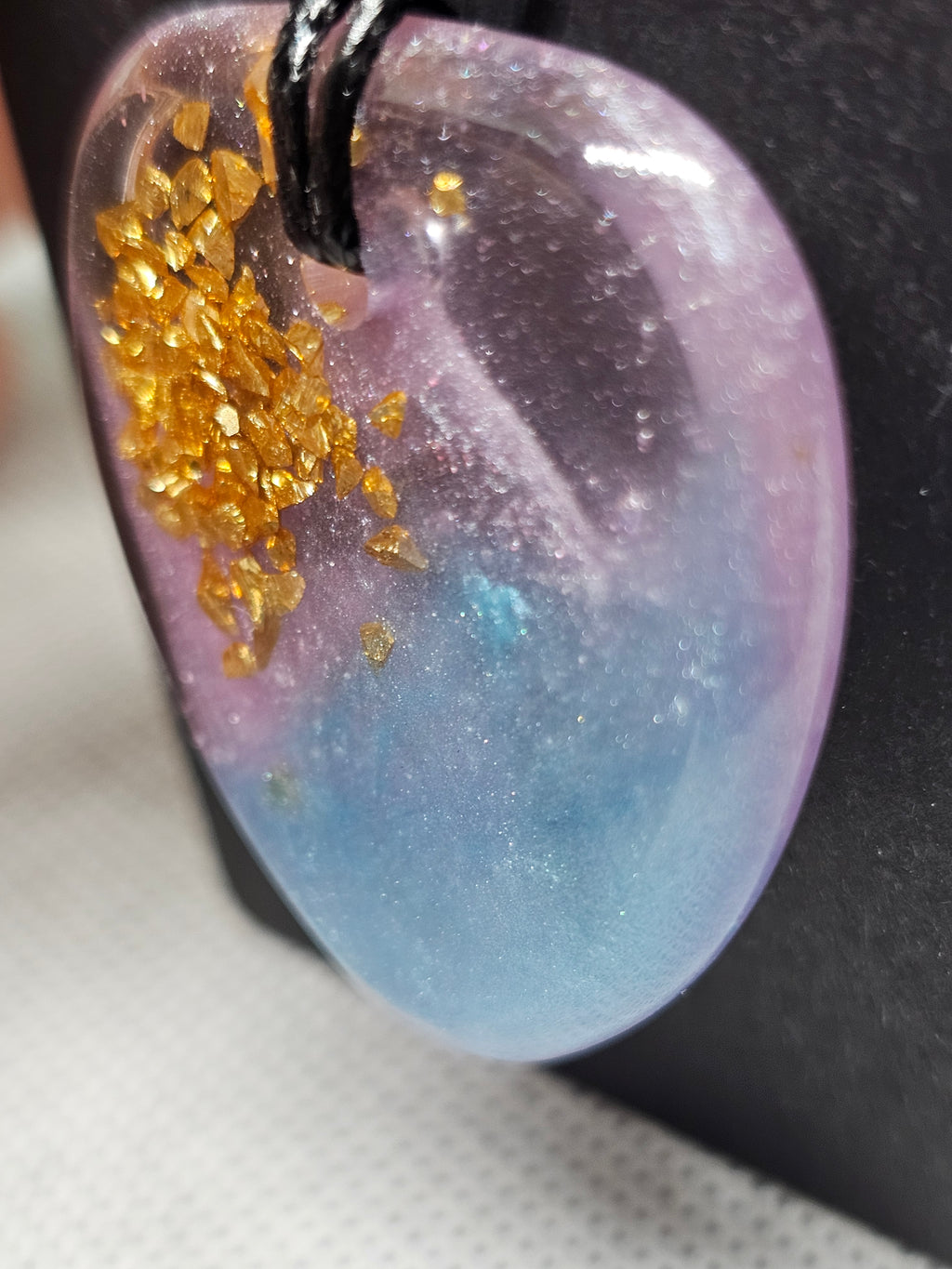 Pastel Resin Heart Necklace with Gold Flakes