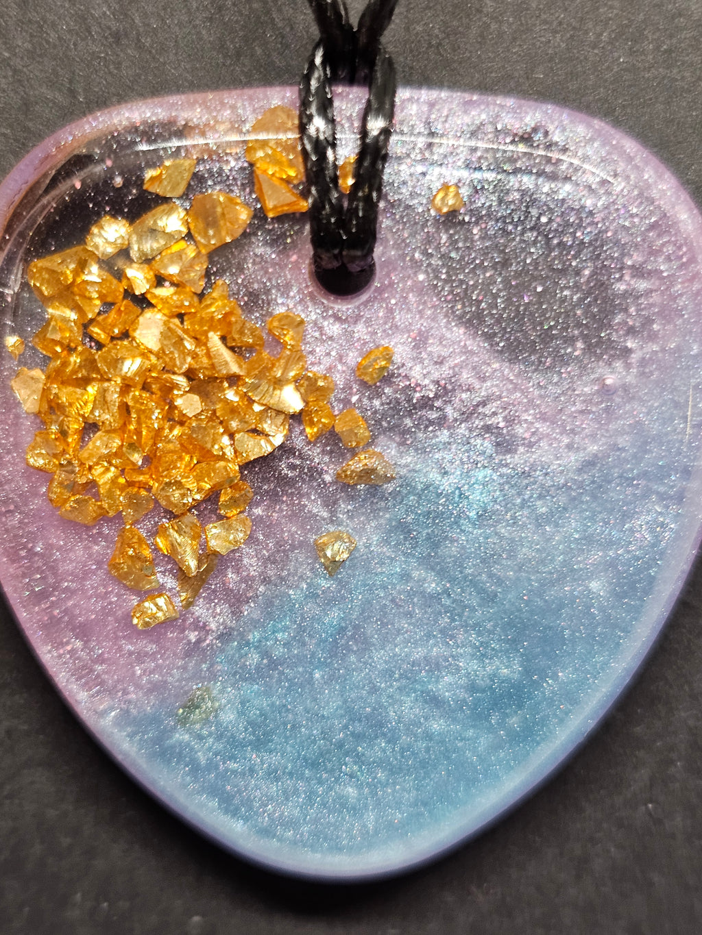 Pastel Resin Heart Necklace with Gold Flakes