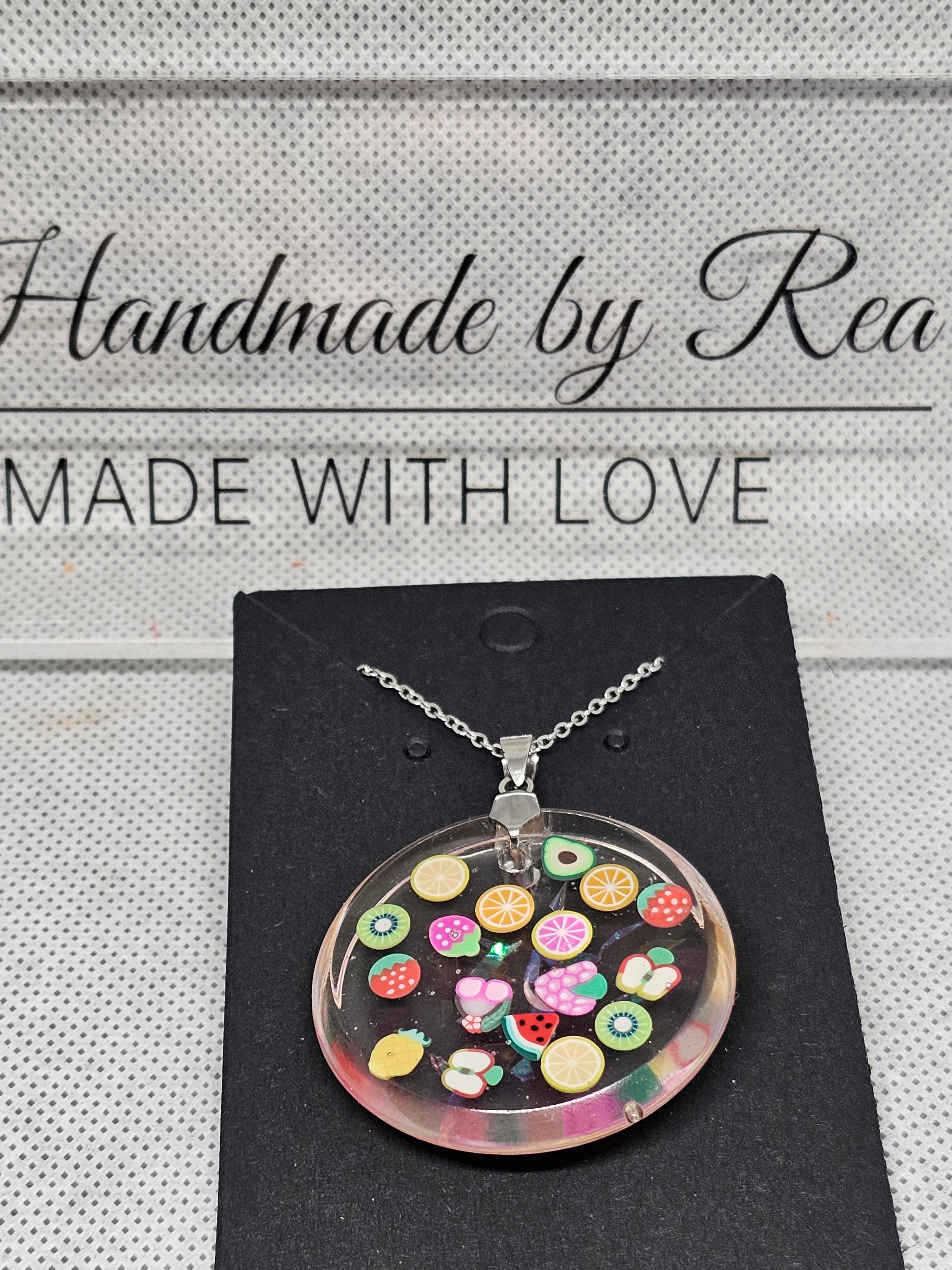 Handmade Fruit Slice Resin Pendant Necklace
