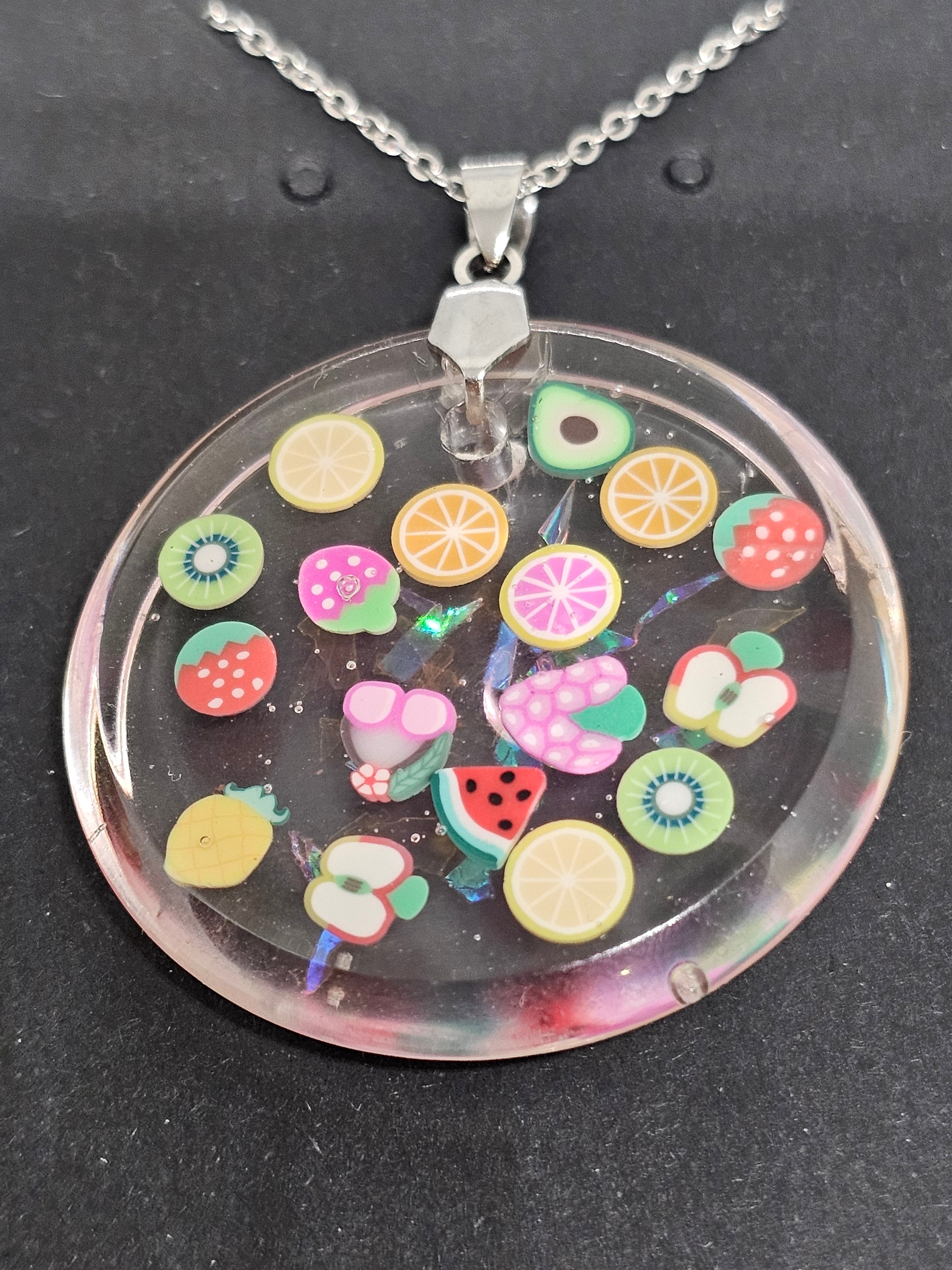 Handmade Fruit Slice Resin Pendant Necklace