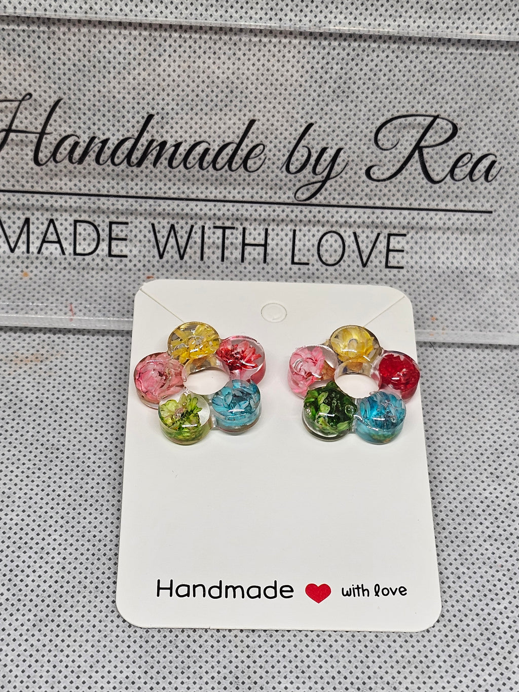Rainbow Flower Resin Earrings – Real Dried Flowers