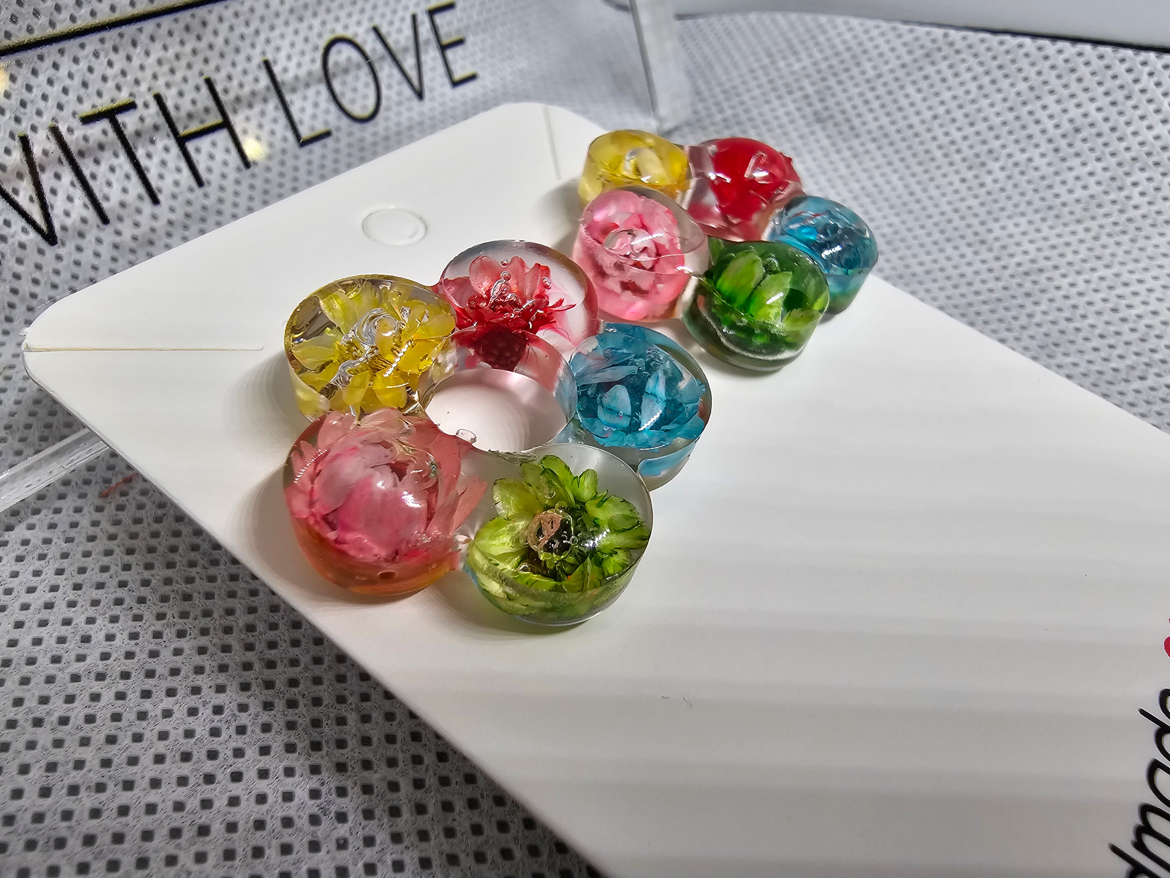 Rainbow Flower Resin Earrings – Real Dried Flowers
