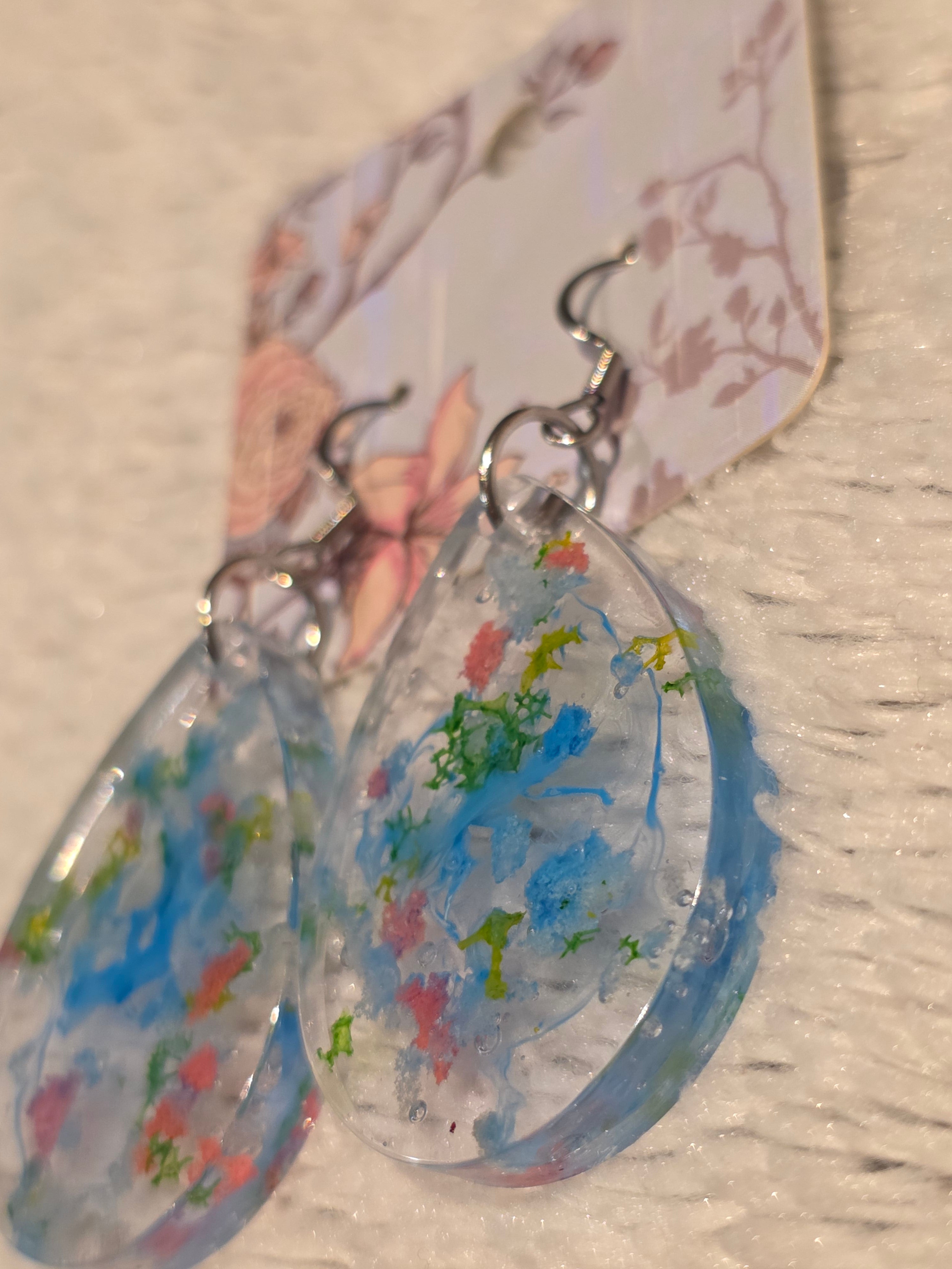 Resin Earrings with Real Dried Flowers
