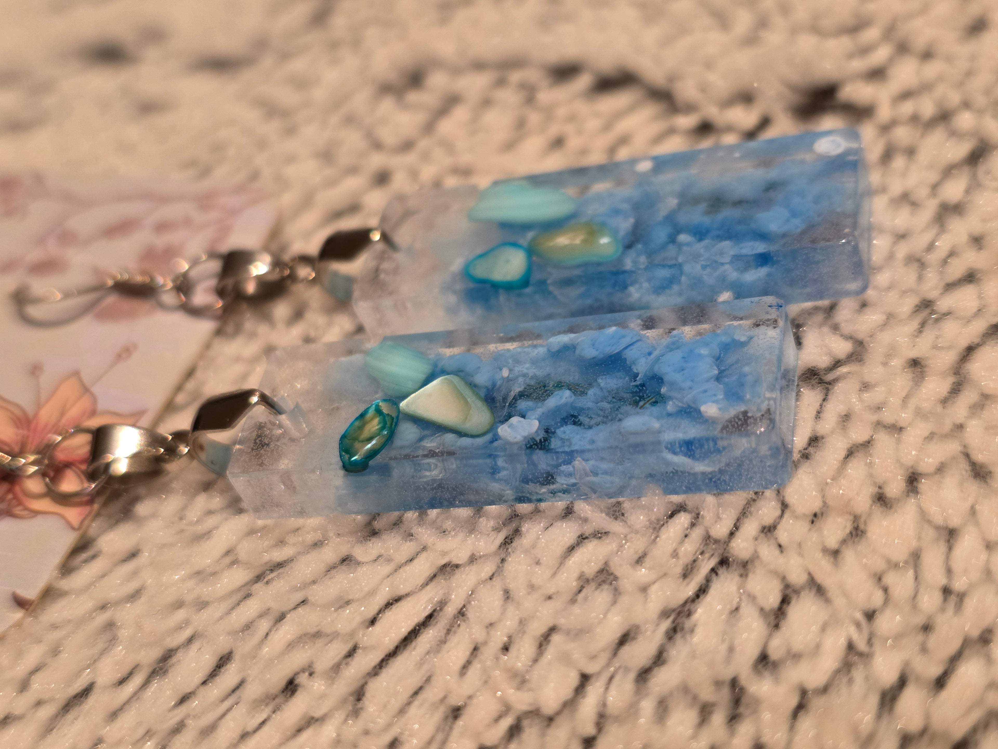 Crystal Blue – Handmade Resin Earrings