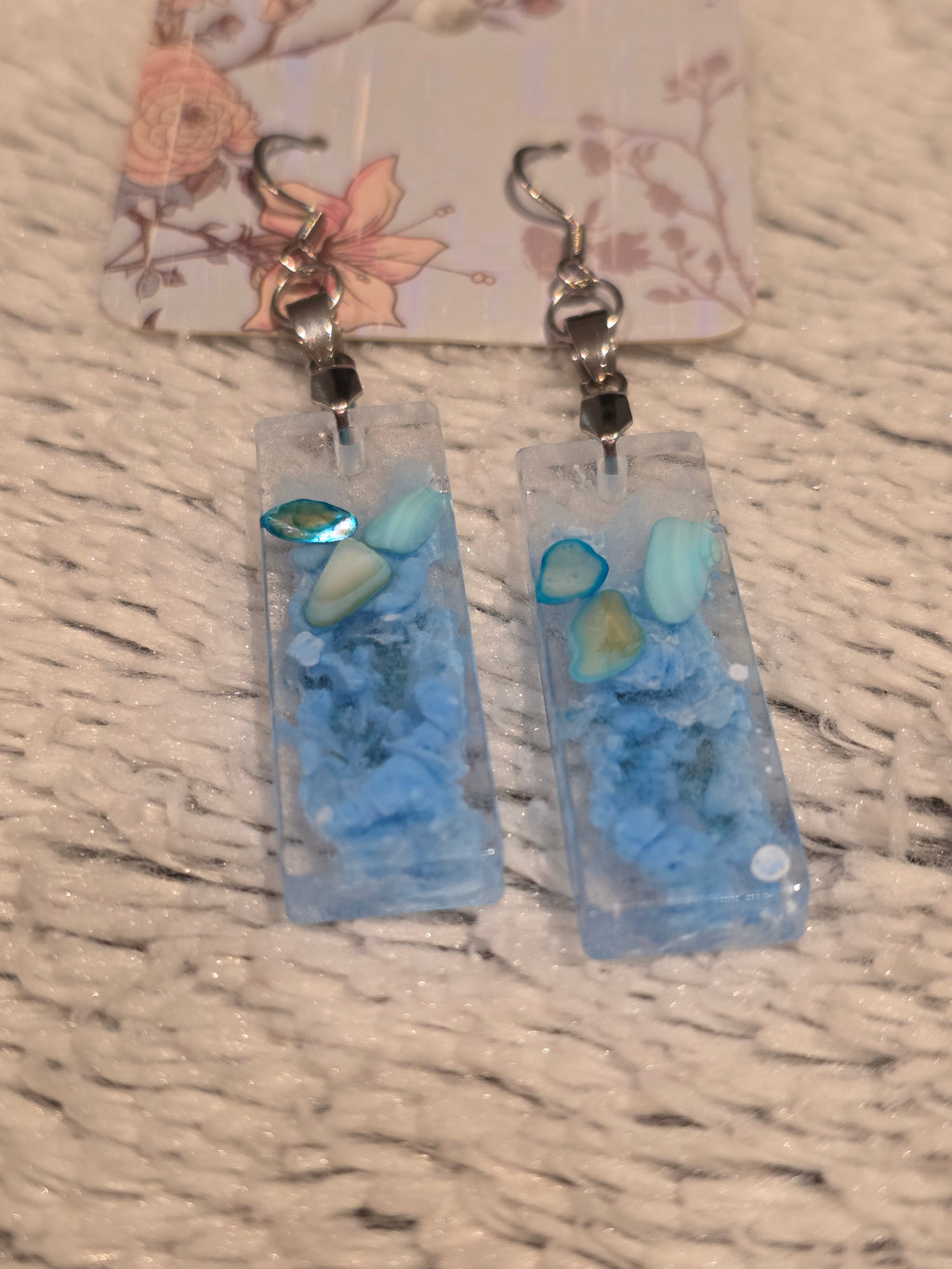 Crystal Blue – Handmade Resin Earrings
