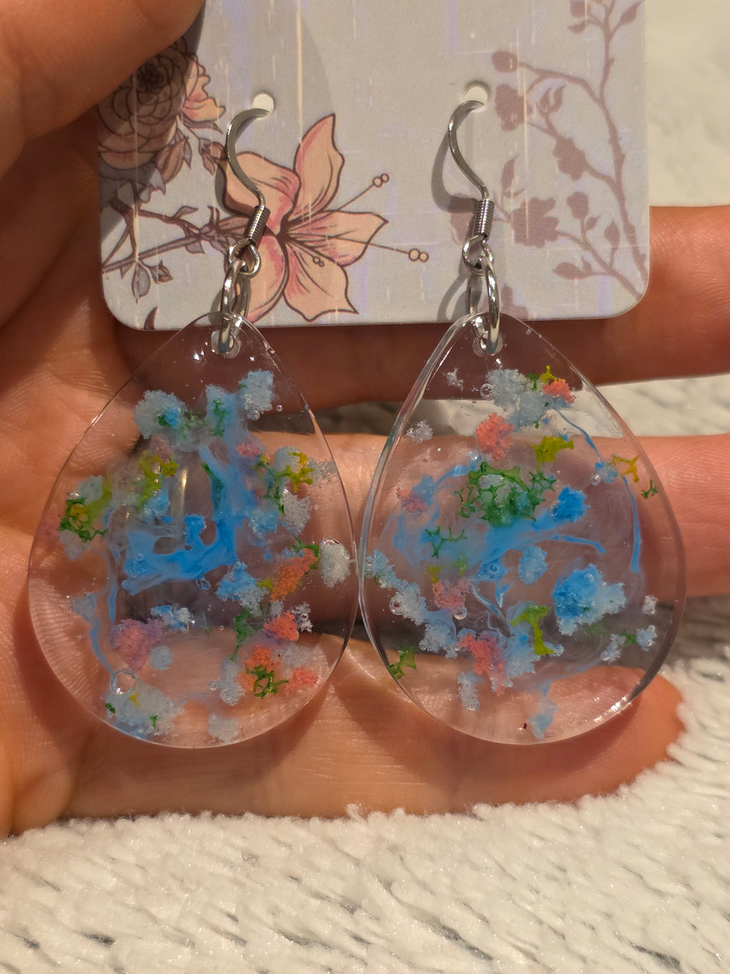 Resin Earrings with Real Dried Flowers