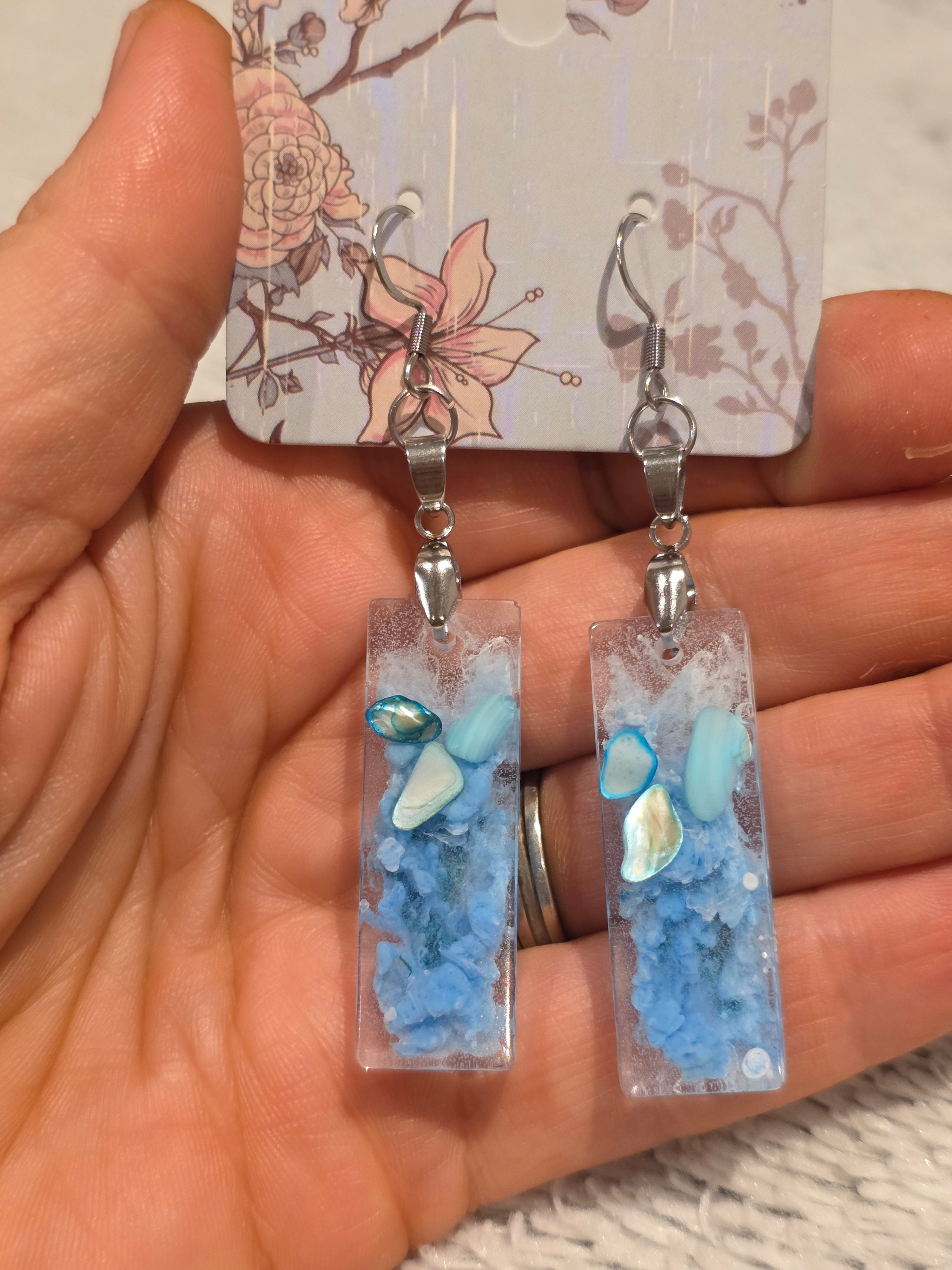Crystal Blue – Handmade Resin Earrings